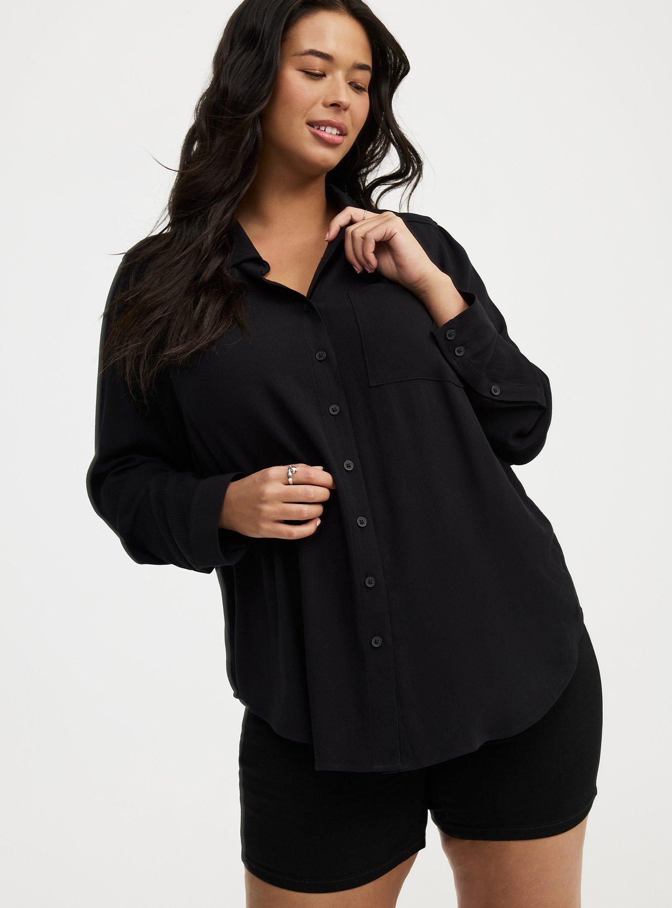 Plus Size - Lizzie Washable Crinkle Gauze Button Up Long Sleeve Shirt -  Torrid