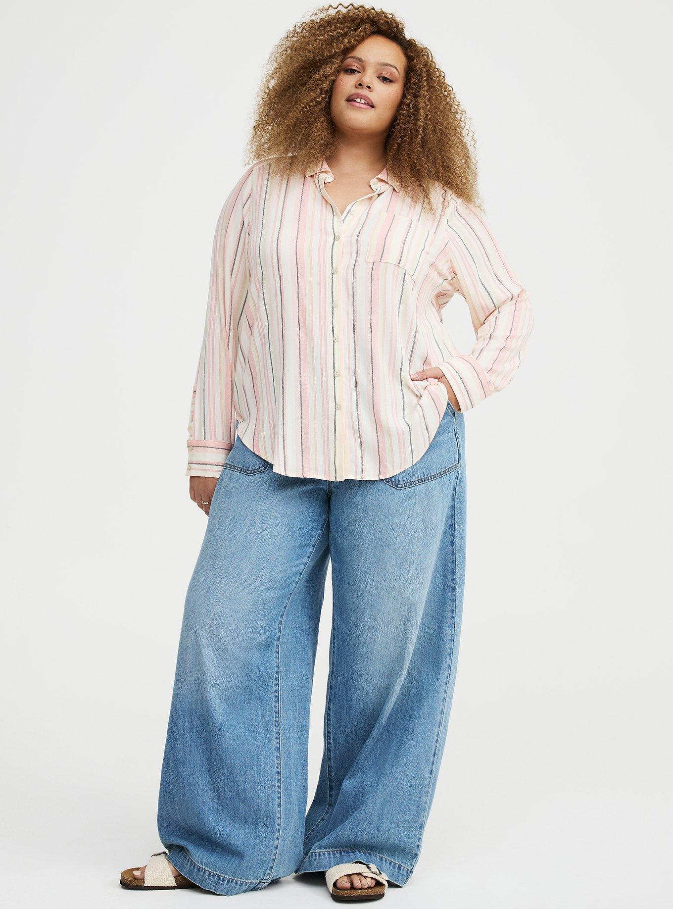 Lizzie Button-Up Shirt, CASEY STRIPE IVORY, alternate