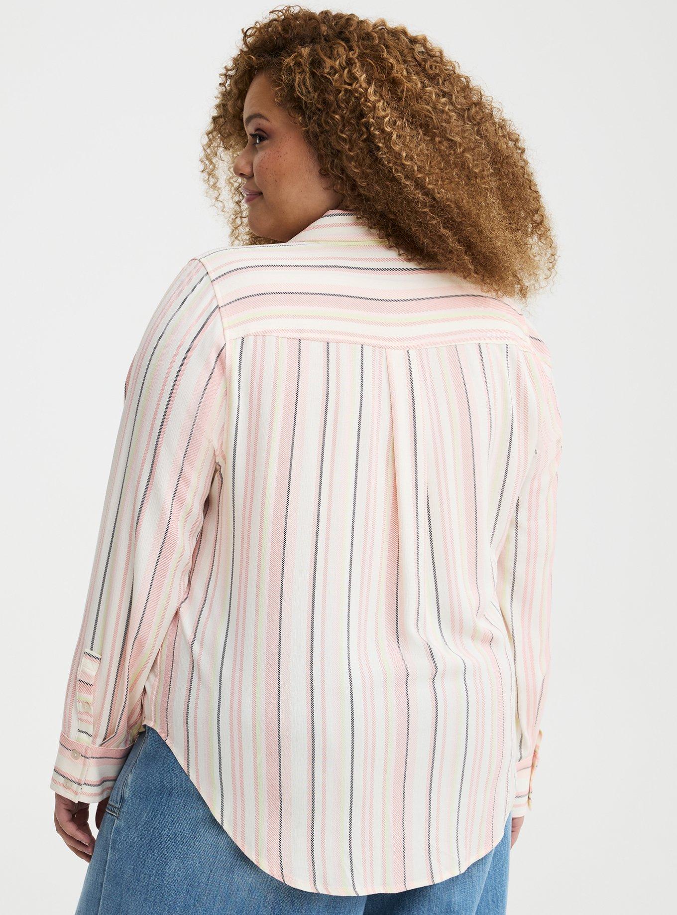 Lizzie Button-Up Shirt, CASEY STRIPE IVORY, alternate
