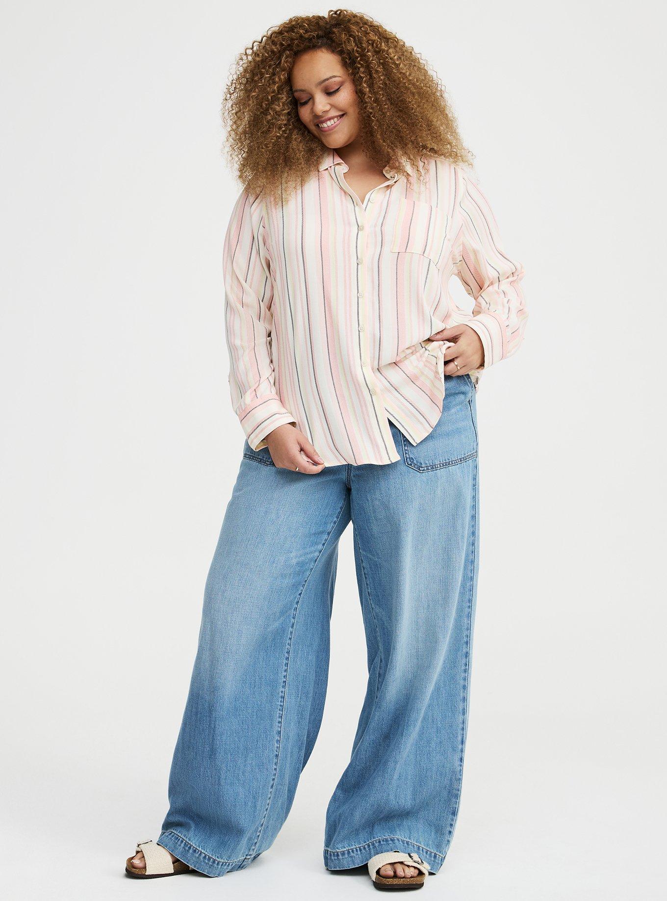 Lizzie Button-Up Shirt, CASEY STRIPE IVORY, alternate