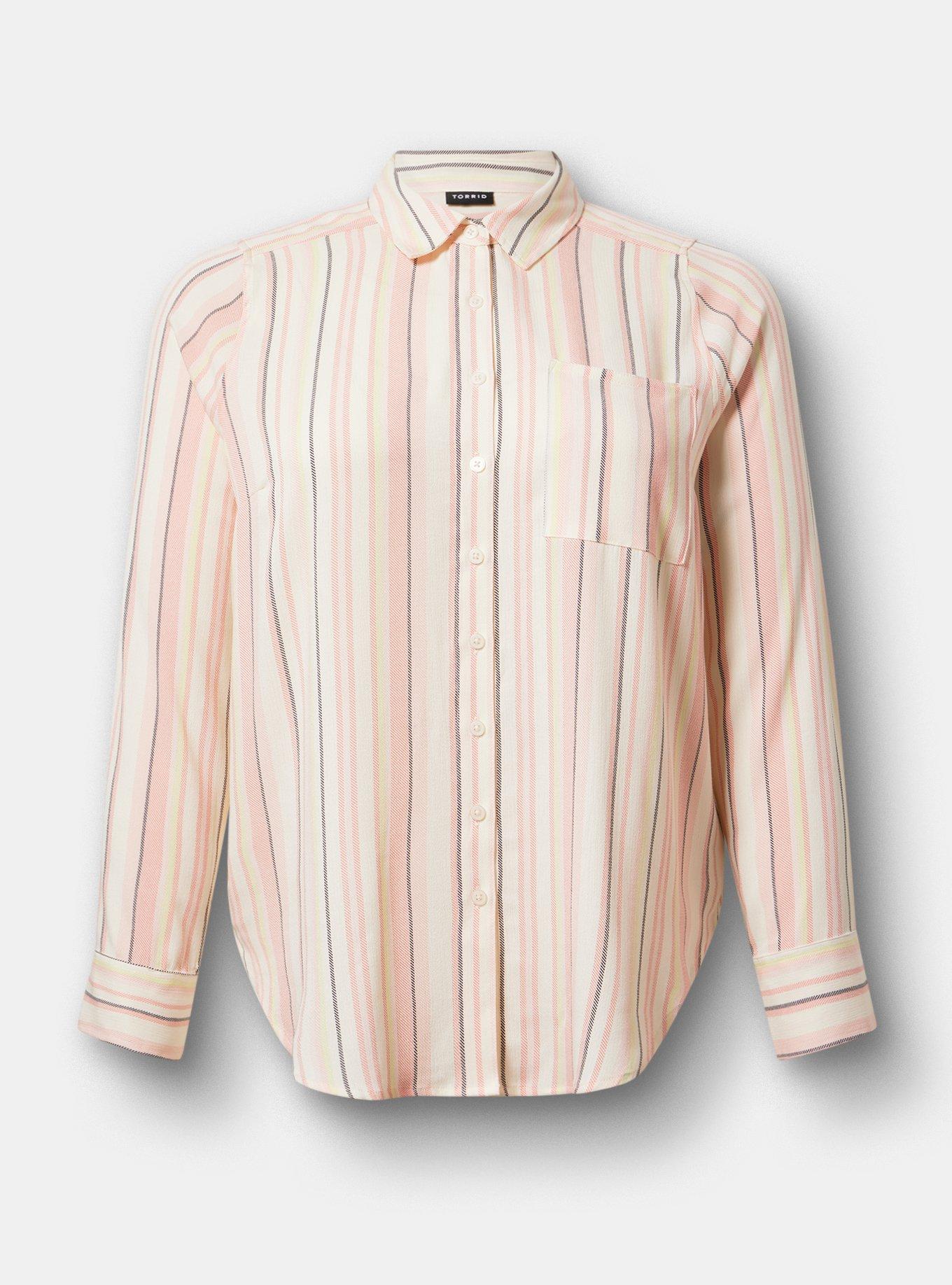 Lizzie Button-Up Shirt, CASEY STRIPE IVORY, hi-res