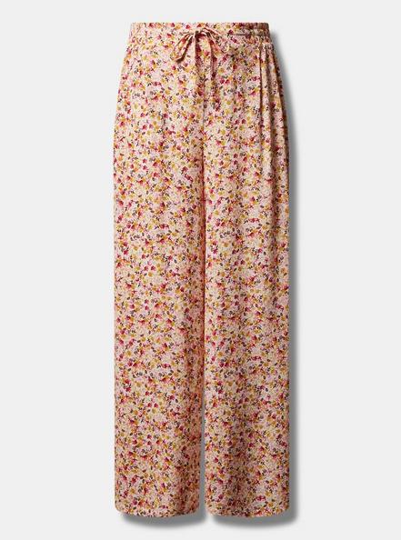 Pull-On Wide Leg Washable Gauze High Rise Pant, DITSY FLORAL, hi-res