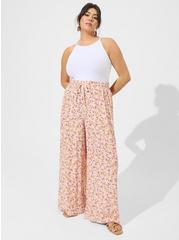 Pull-On Wide Leg Washable Gauze High Rise Pant, DITSY FLORAL, hi-res