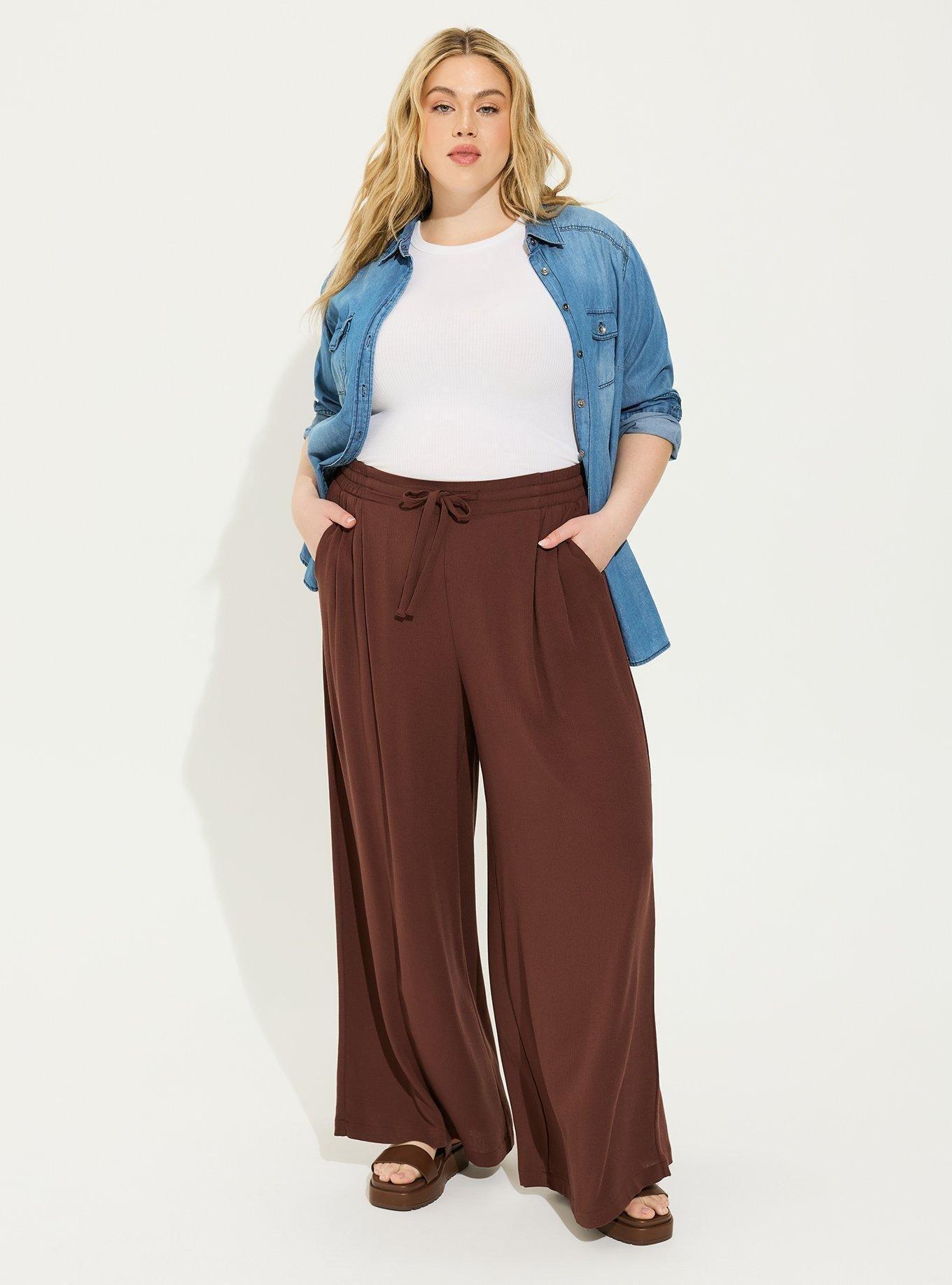 Plus Size Pull On Wide Leg Washable Gauze High Rise Pant Torrid