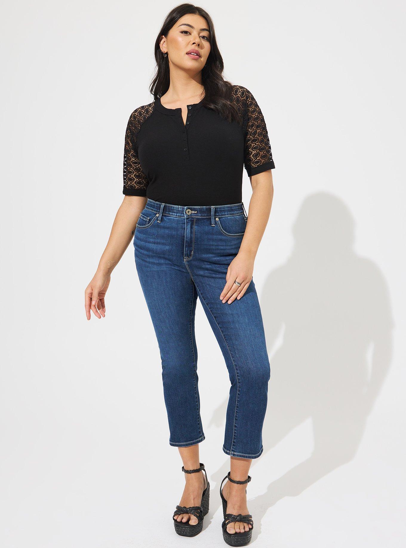 Plus Size - Jeggings - Black Wash with Lace Inset - Torrid