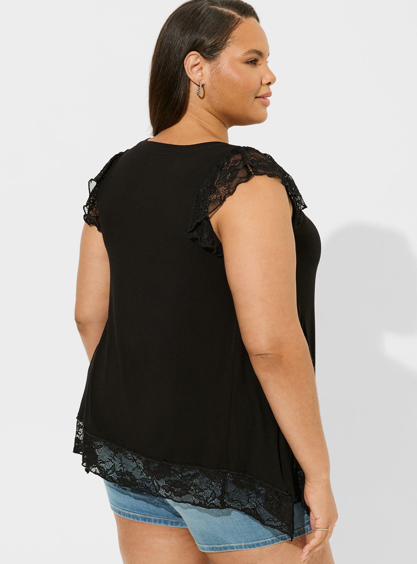 Super Soft Lace Flutter Sleeve Swing Top