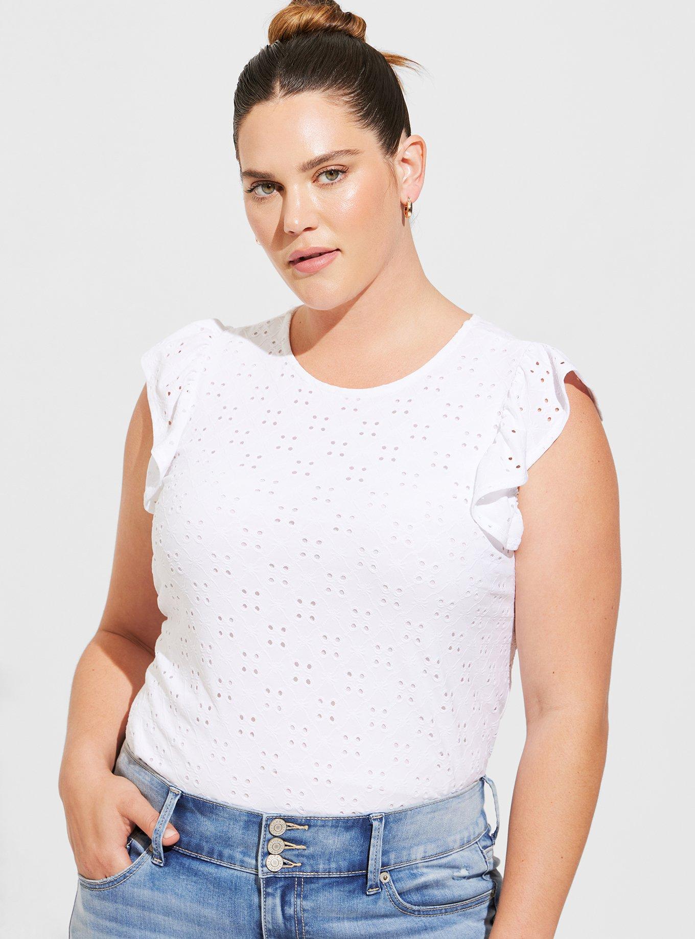 Torrid White Eyelet Fit & Flare Top, Size 3