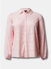 Eyelet Button Up Long Sleeve Shirt, ORCHID PINK, hi-res
