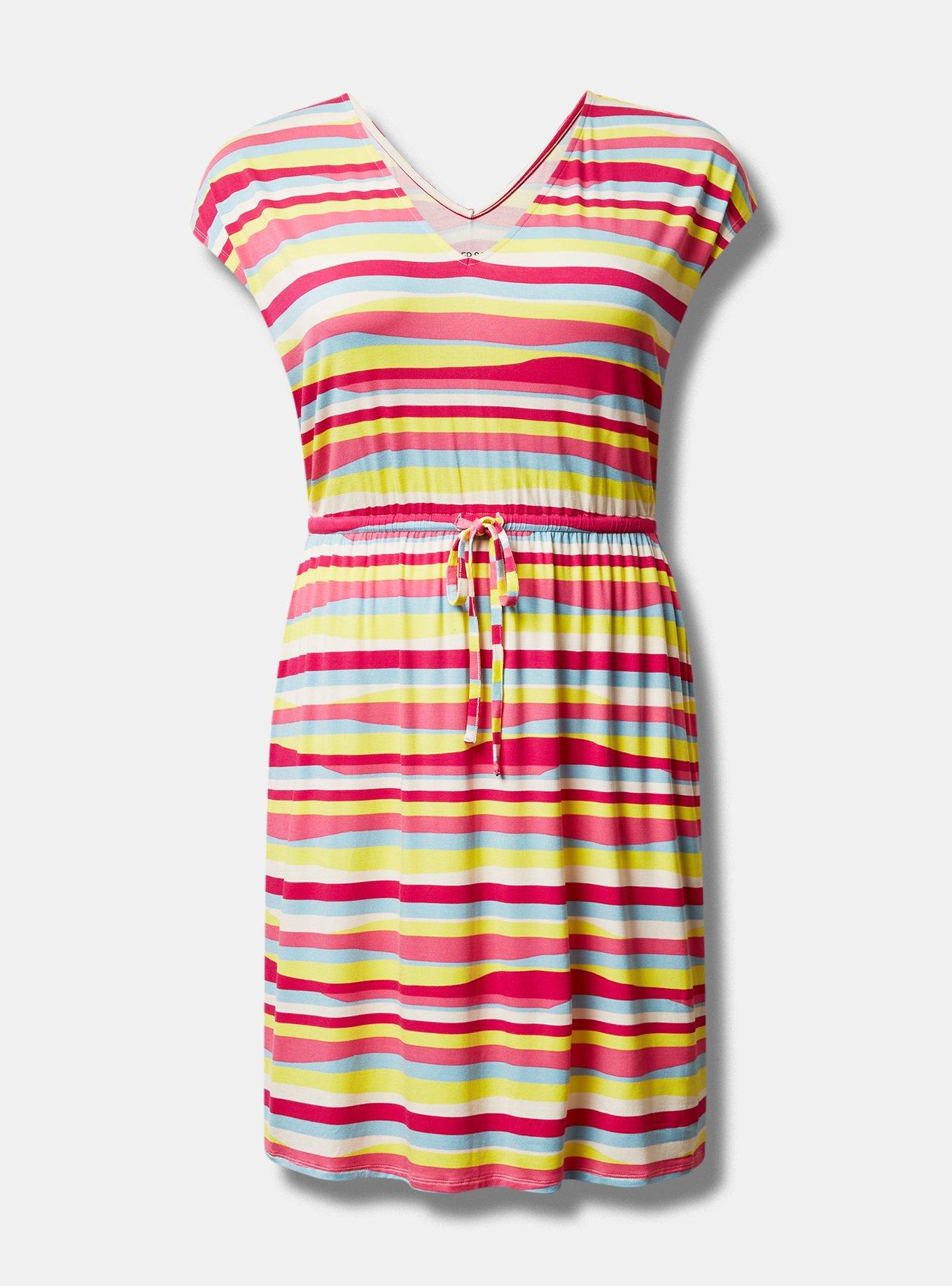 Mini Super Soft Dolman Dress , STRIPE IVORY, hi-res