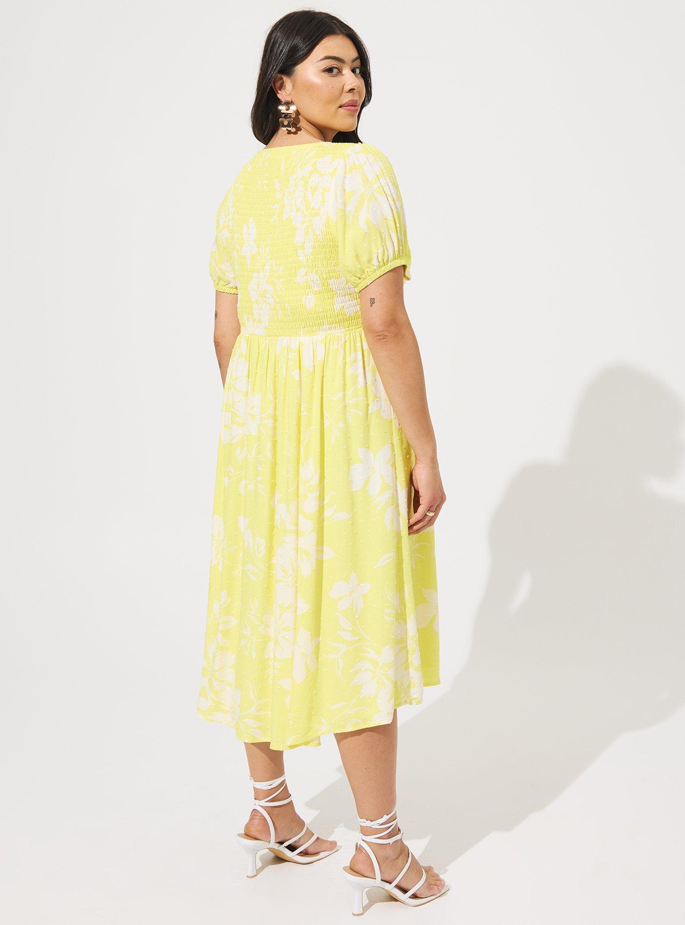 Midi Swiss Dot Shirred Dress, EMMA FLORAL, alternate