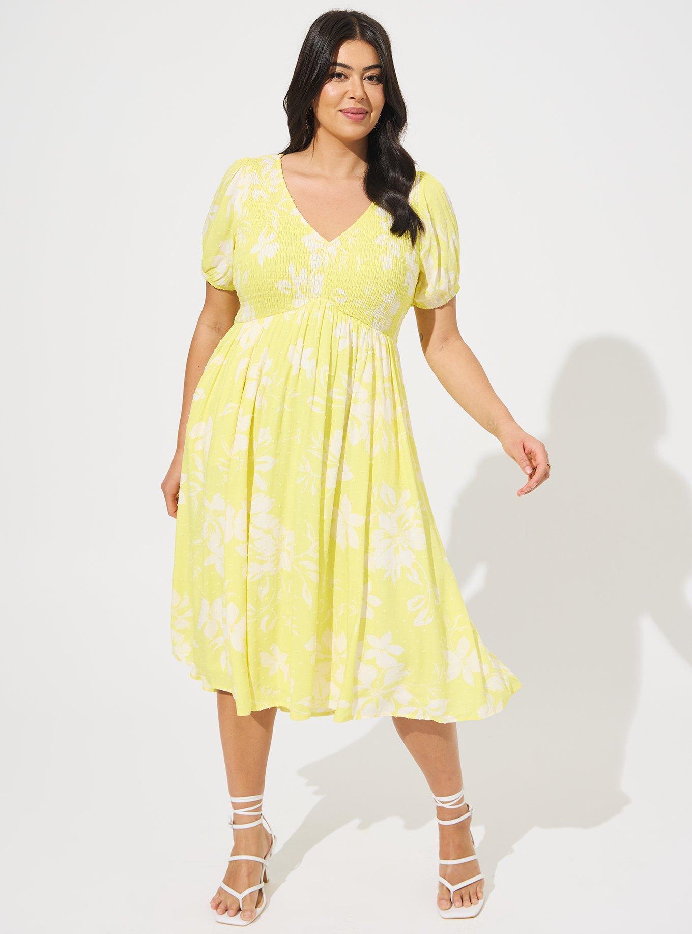 Midi Swiss Dot Shirred Dress, EMMA FLORAL, hi-res