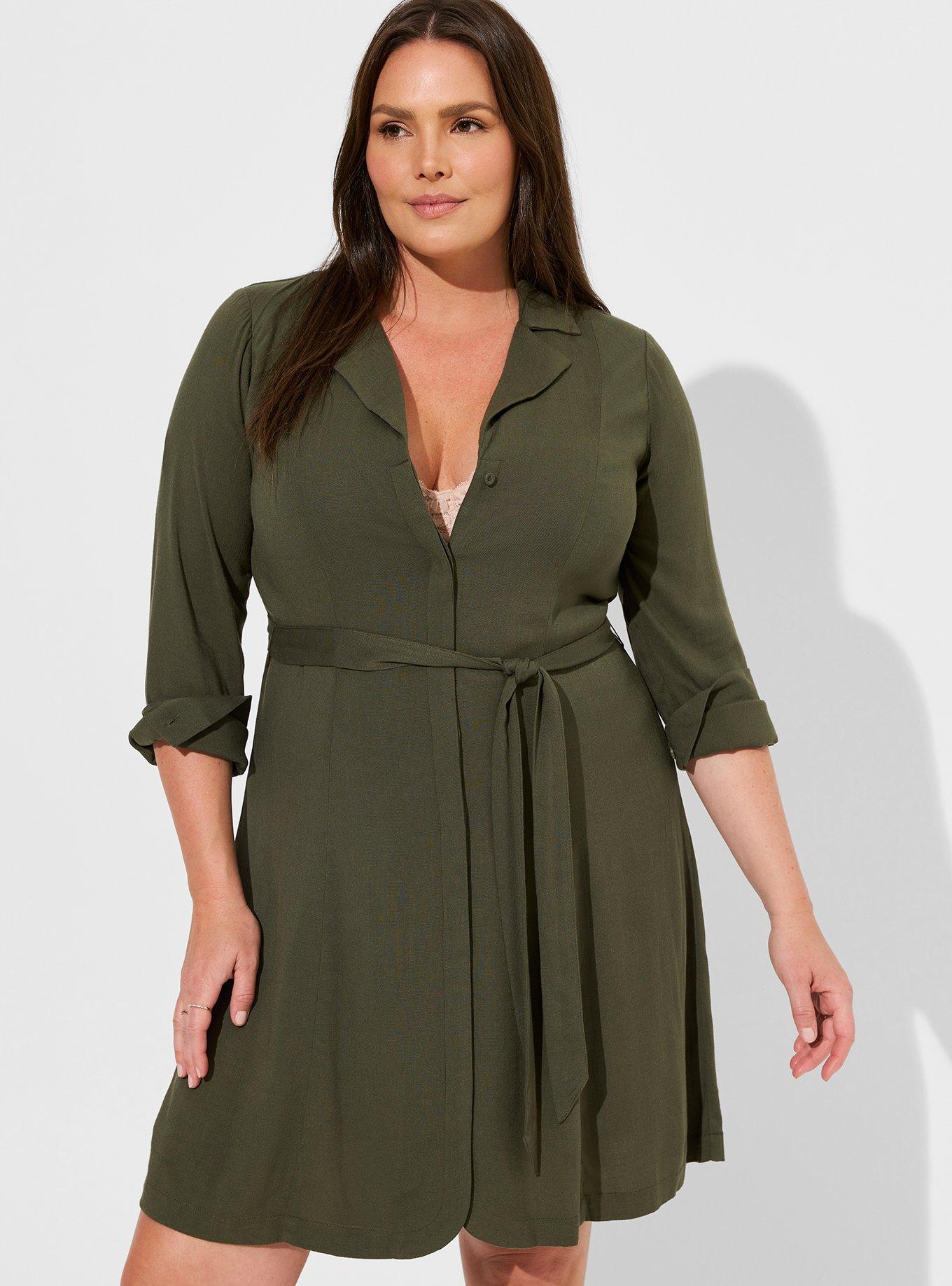 Plus Size - Mini Rayon Slub Wrap Front Dress - Torrid