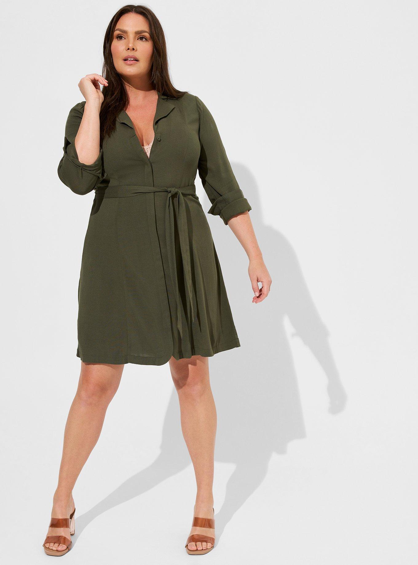 Plus Size - Mini Rayon Slub Wrap Front Dress - Torrid