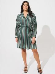 Mini Rayon Slub Wrap Front Dress, STRIPE GREEN, hi-res