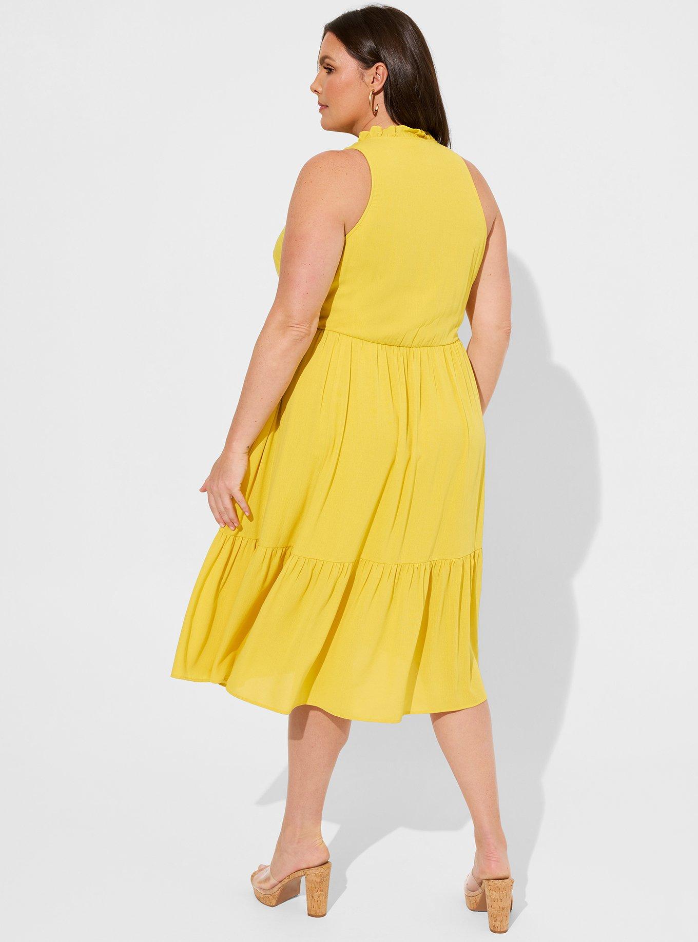 Torrid Yellow Floral Midi Wash Gauze Tiered Dress Size 4X - $36