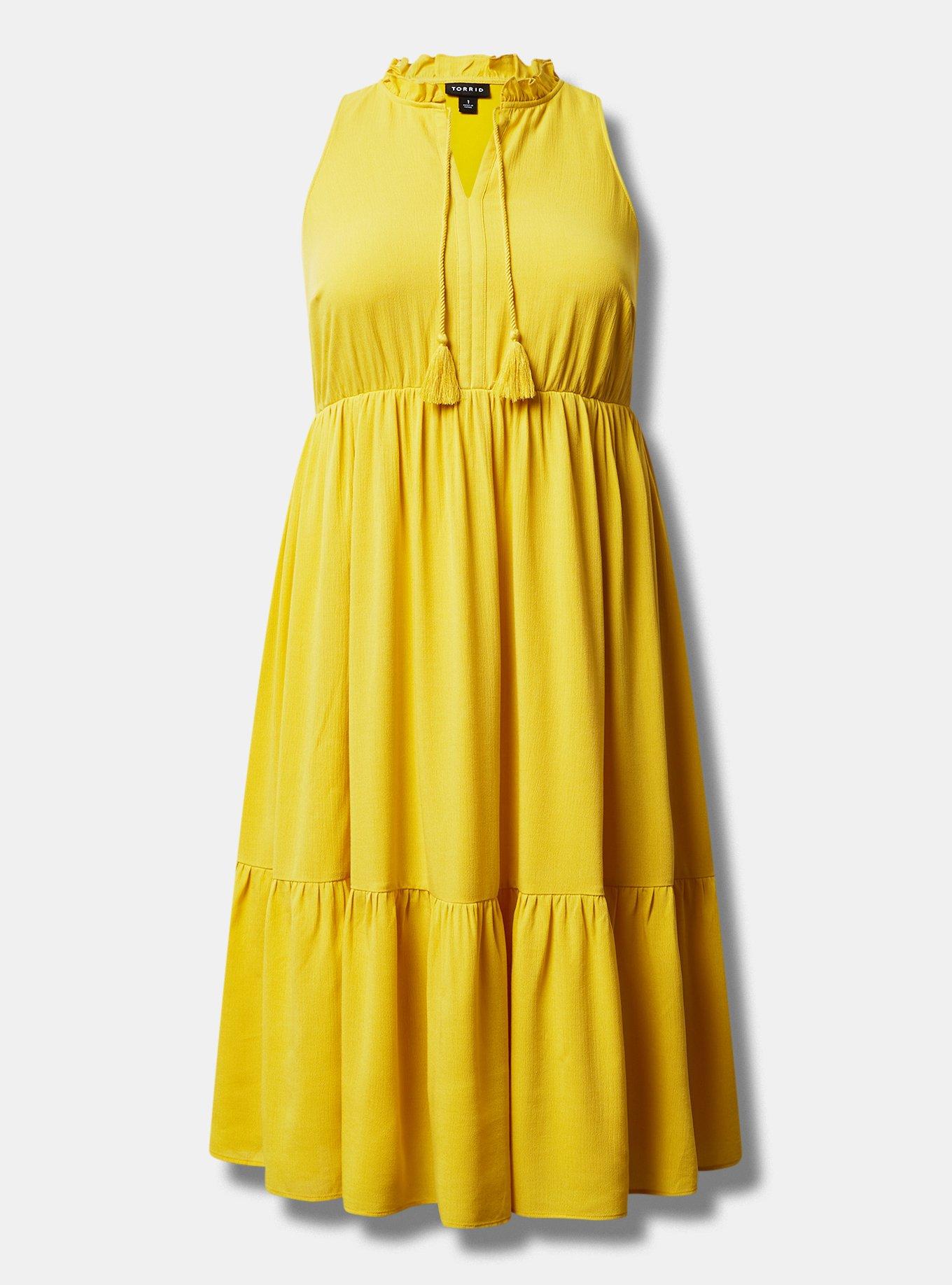 Torrid Yellow Floral Midi Wash Gauze Tiered Dress Size 4X - $36