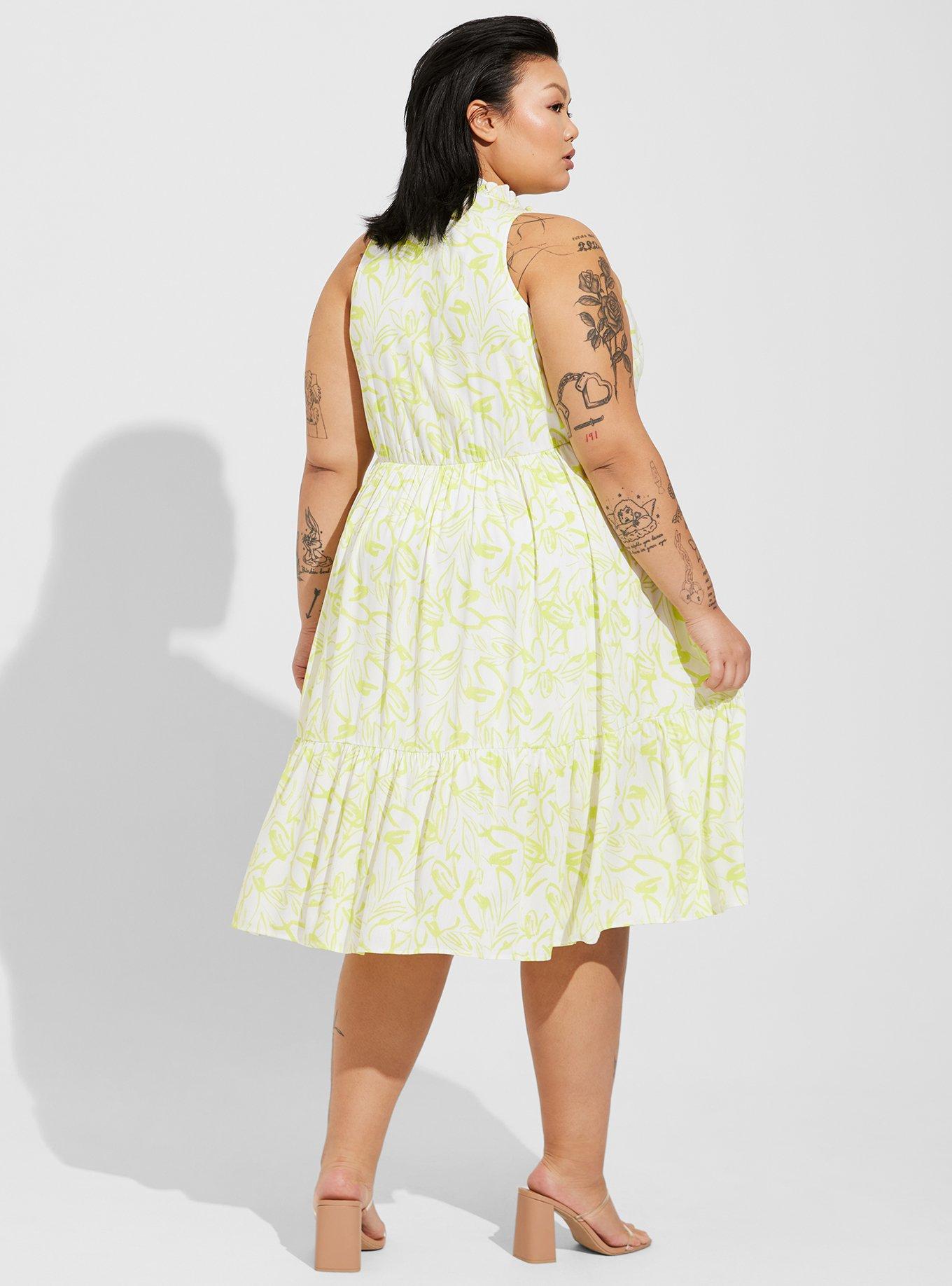 Midi Wash Gauze Tiered Dress, FLORAL YELLOW, alternate