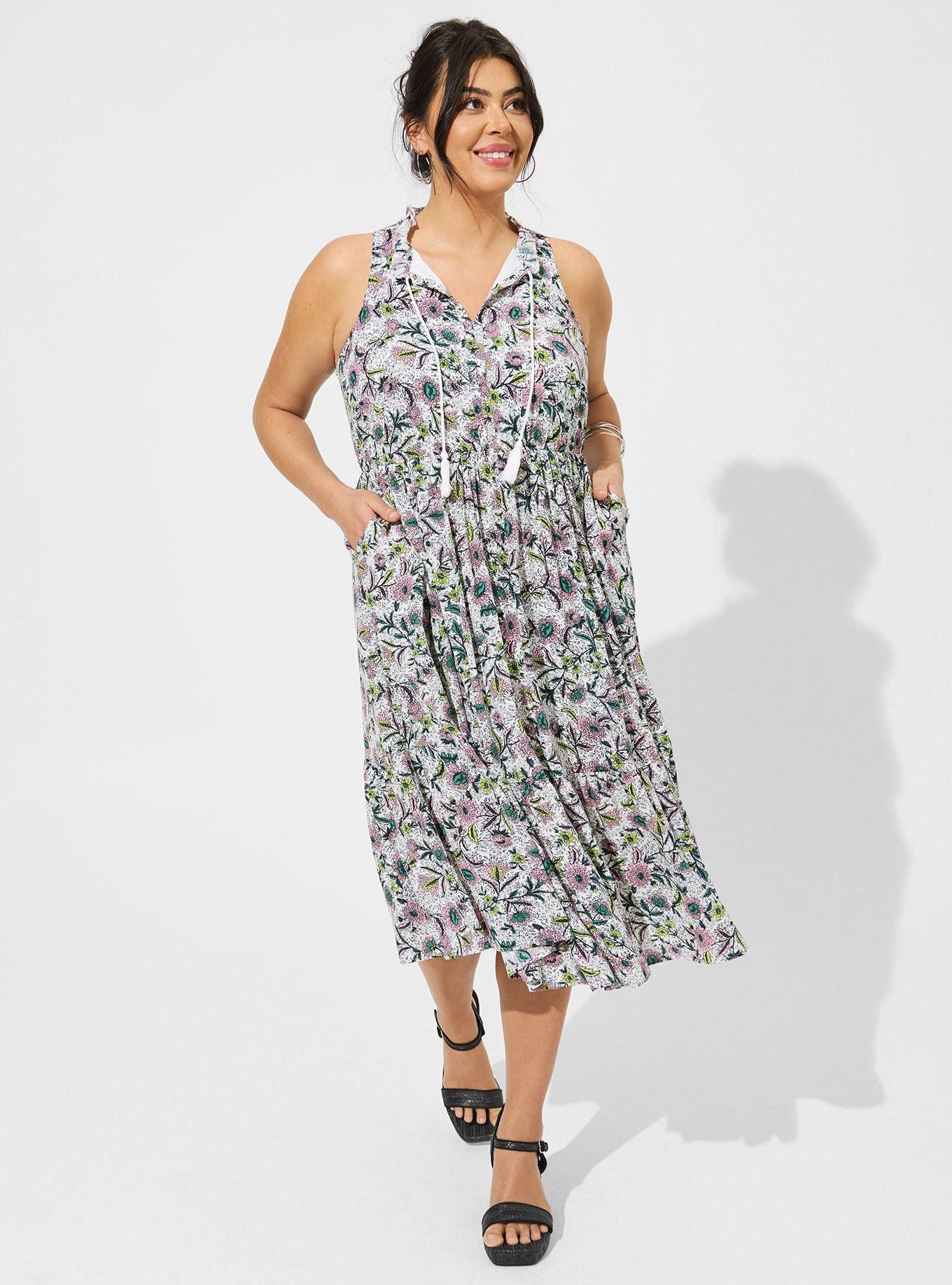 Plus Size - Midi Wash Gauze Tiered Dress - Torrid