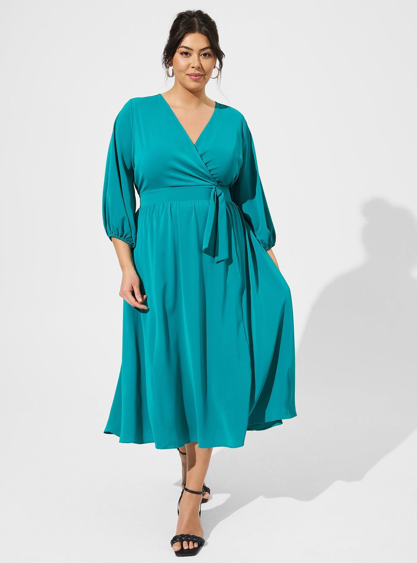 Plus Size - Midi Mesh Ruffle Surplice Dress - Torrid