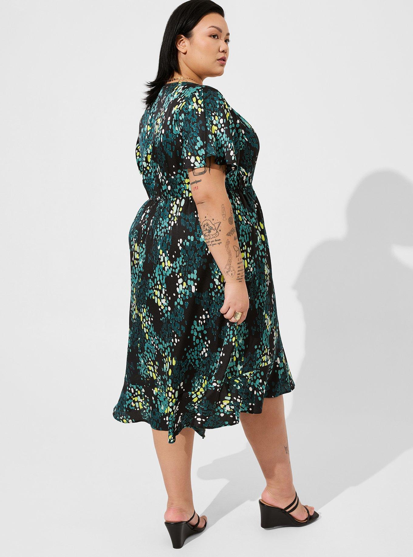 Plus Size Midi Bubble Charm Flutter Sleeve Wrap Dress Torrid