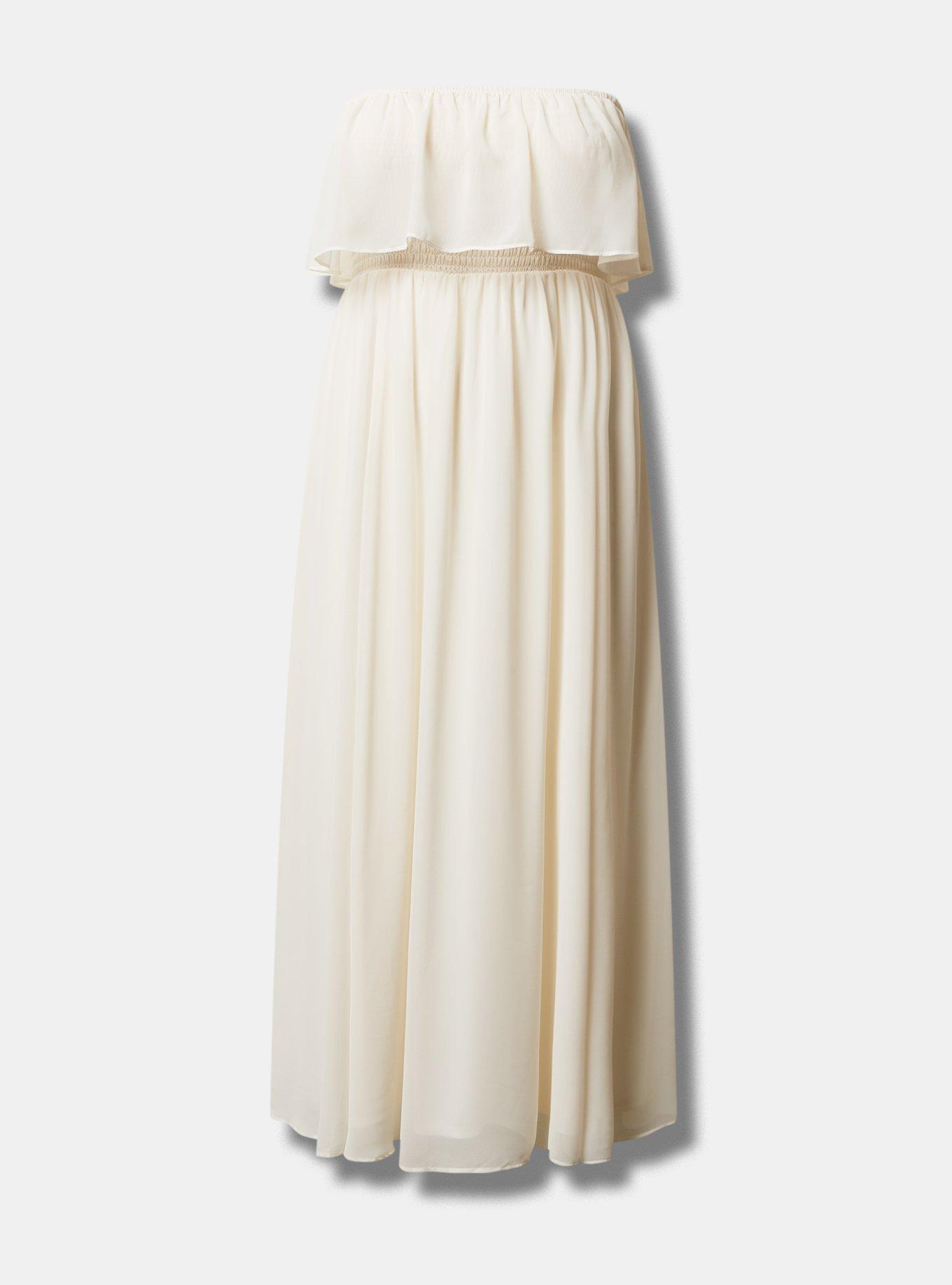 Maxi Chiffon Strapless Ruffle Dress, PRISTINE, hi-res