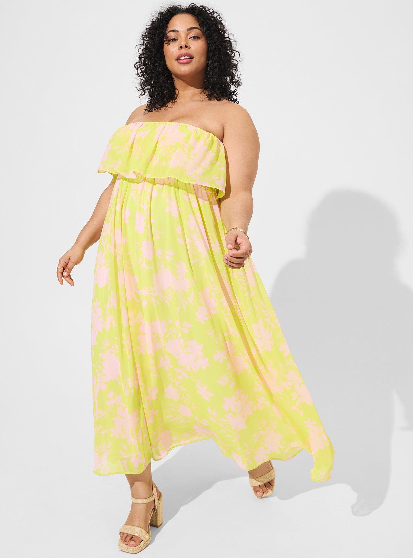 Plus Size - Maxi Chiffon Strapless Ruffle Dress - Torrid