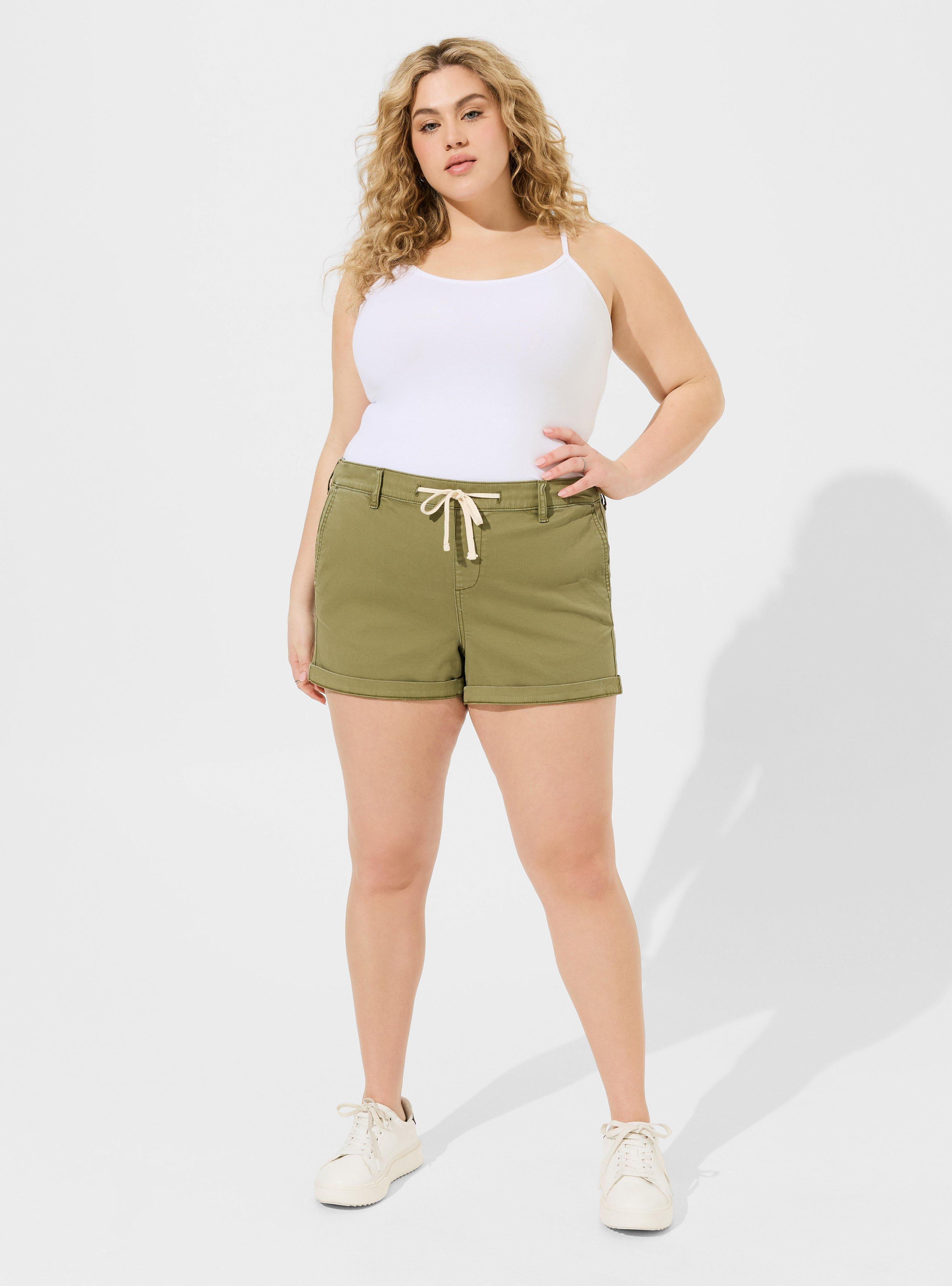 Stretch twill shorts with turn-ups