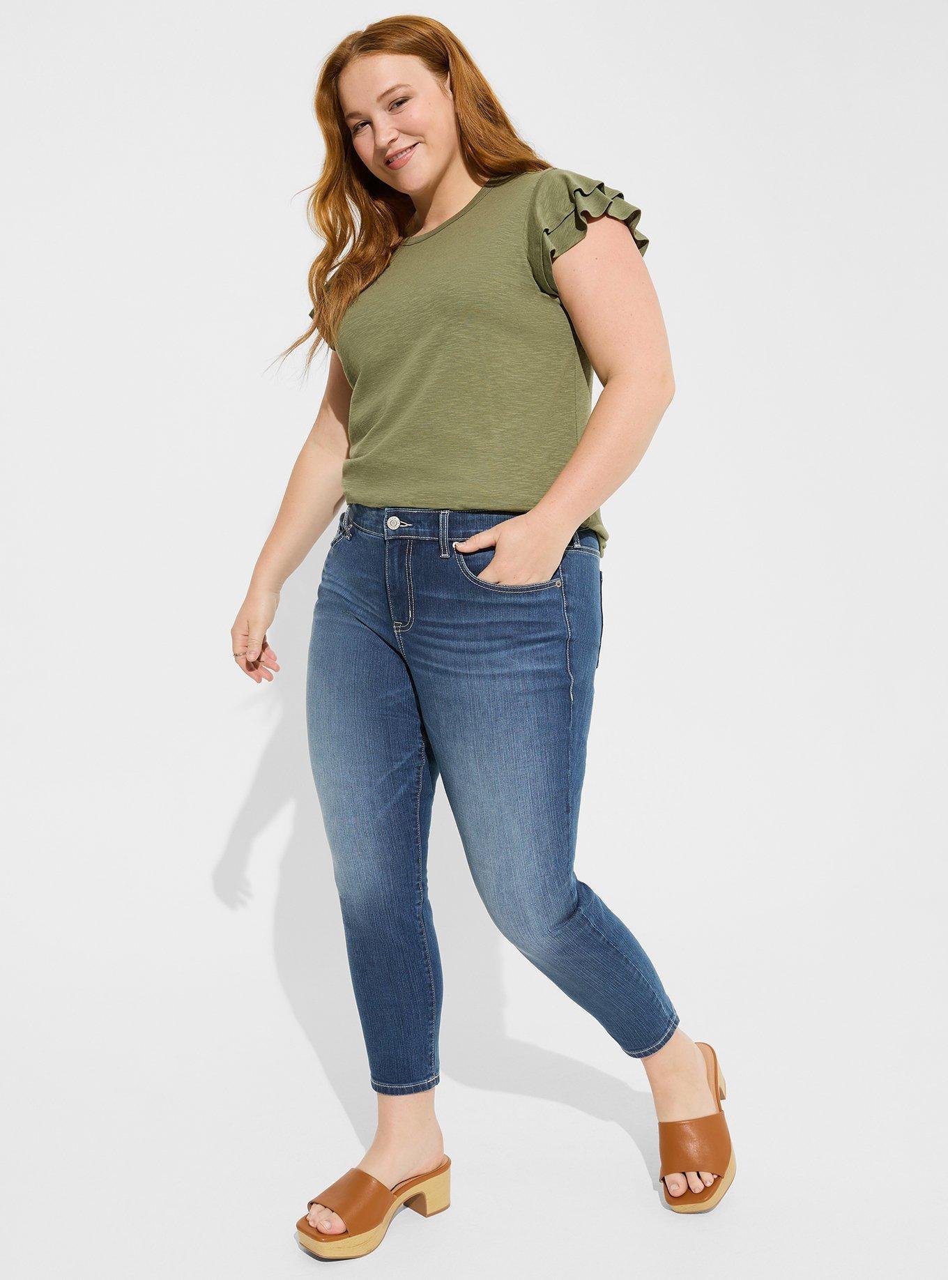 Plus Size - Super Soft Slub Crew Neck Double Ruffle Sleeve Tee - Torrid