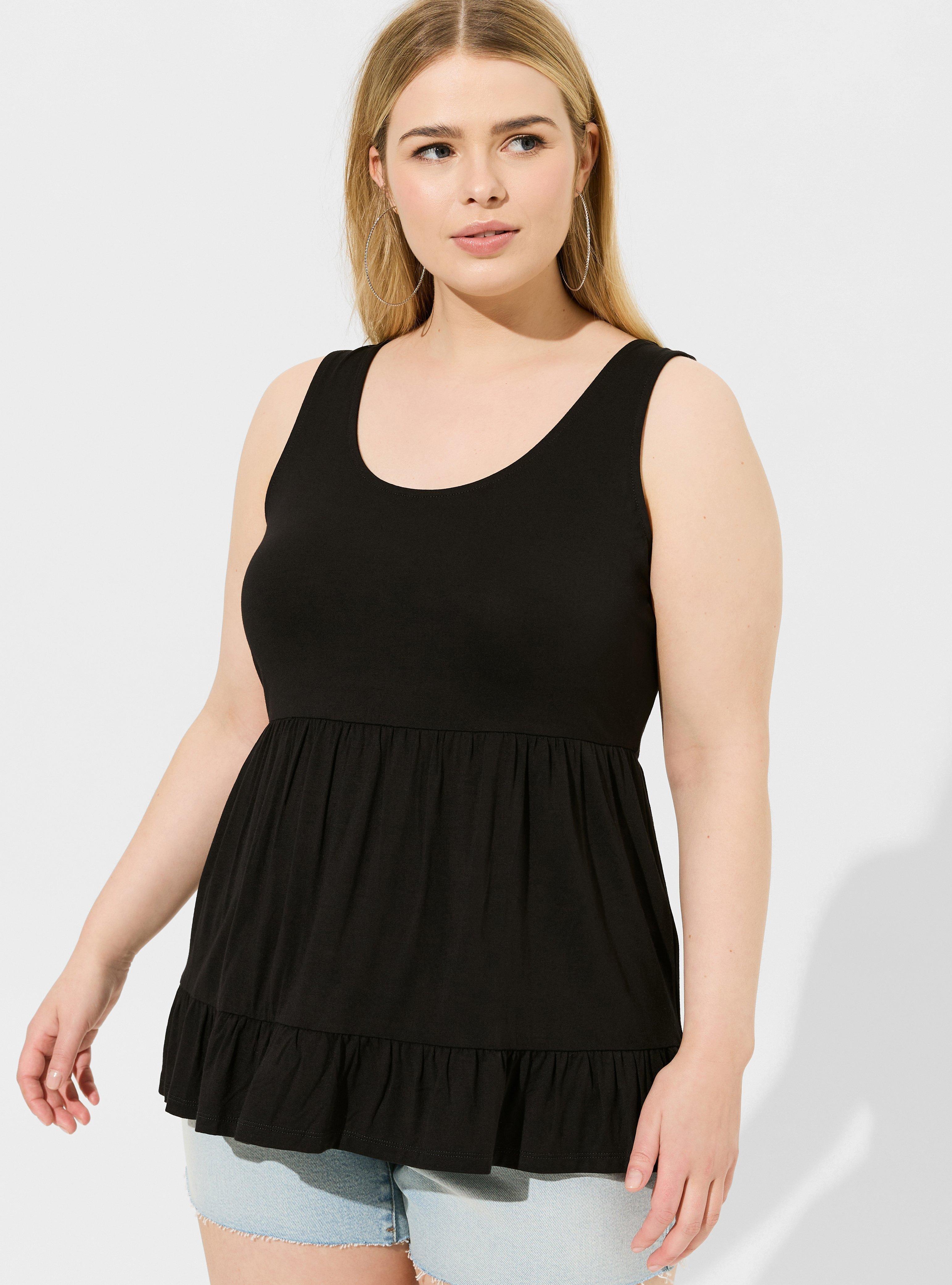 Plus Size - Super Soft Black Babydoll Top - Torrid