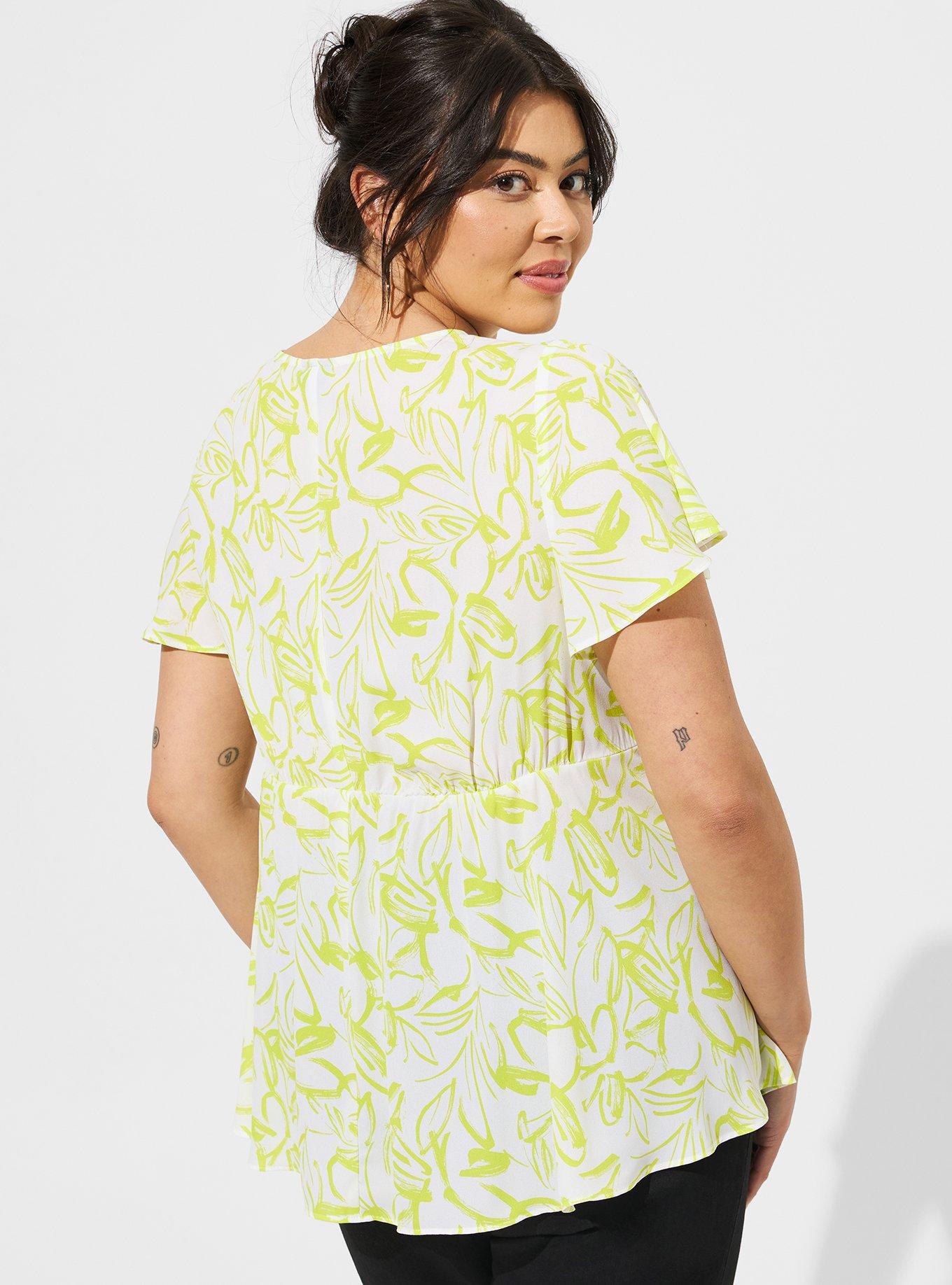 TORRID : Green Floral Georgette Babydoll Blouse