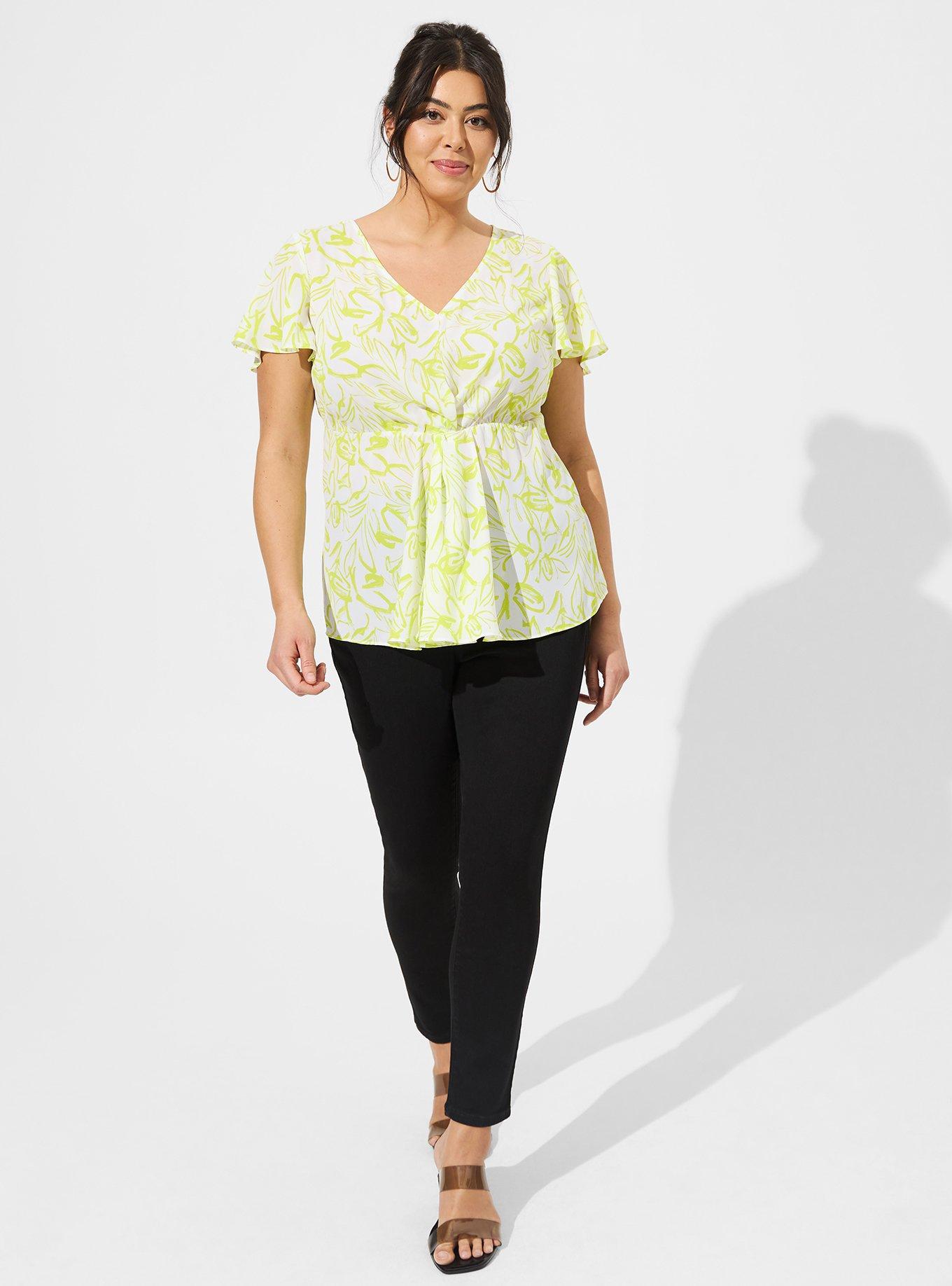 TORRID : Green Floral Georgette Babydoll Blouse