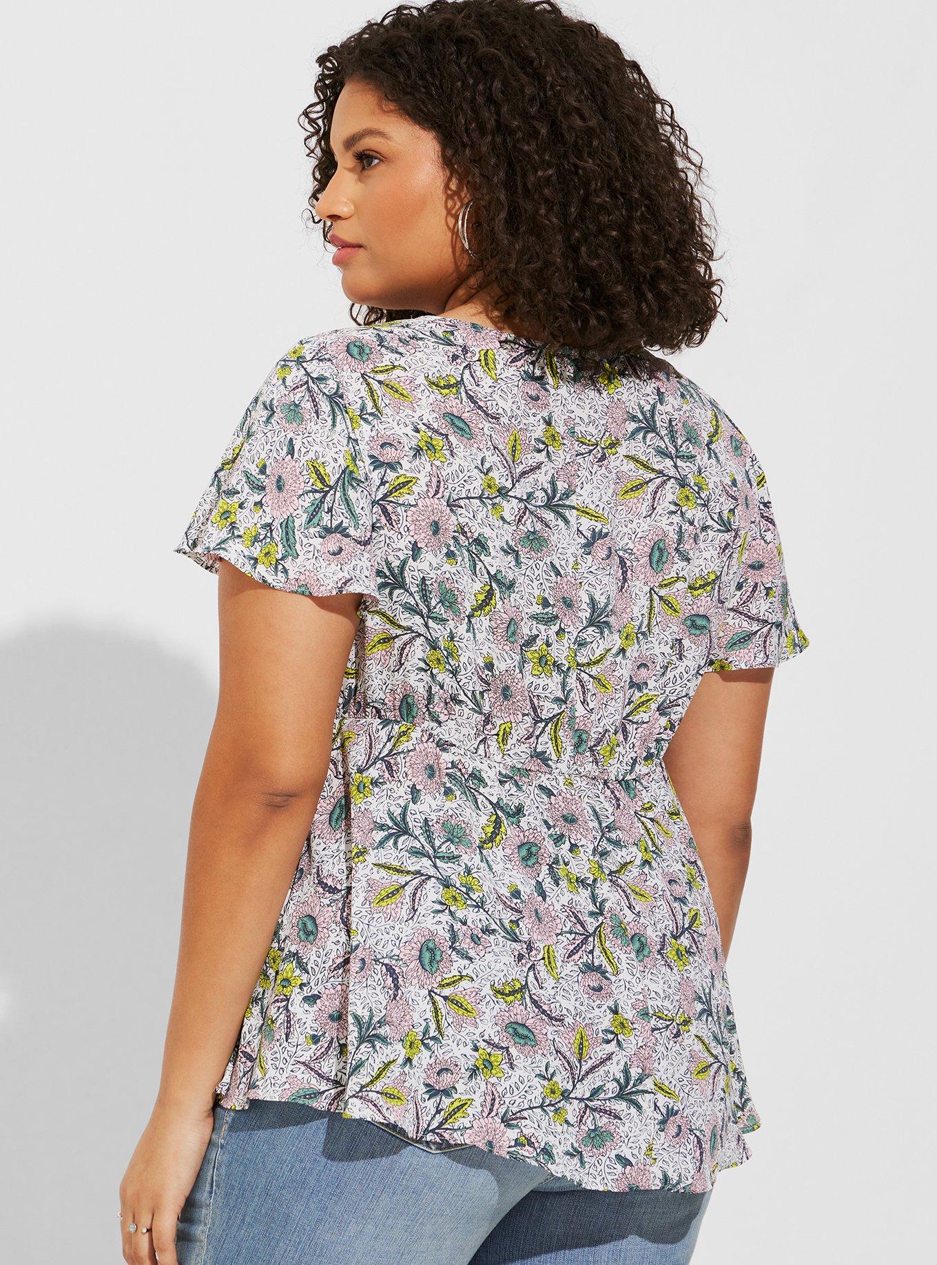 TORRID : Green Floral Georgette Babydoll Blouse