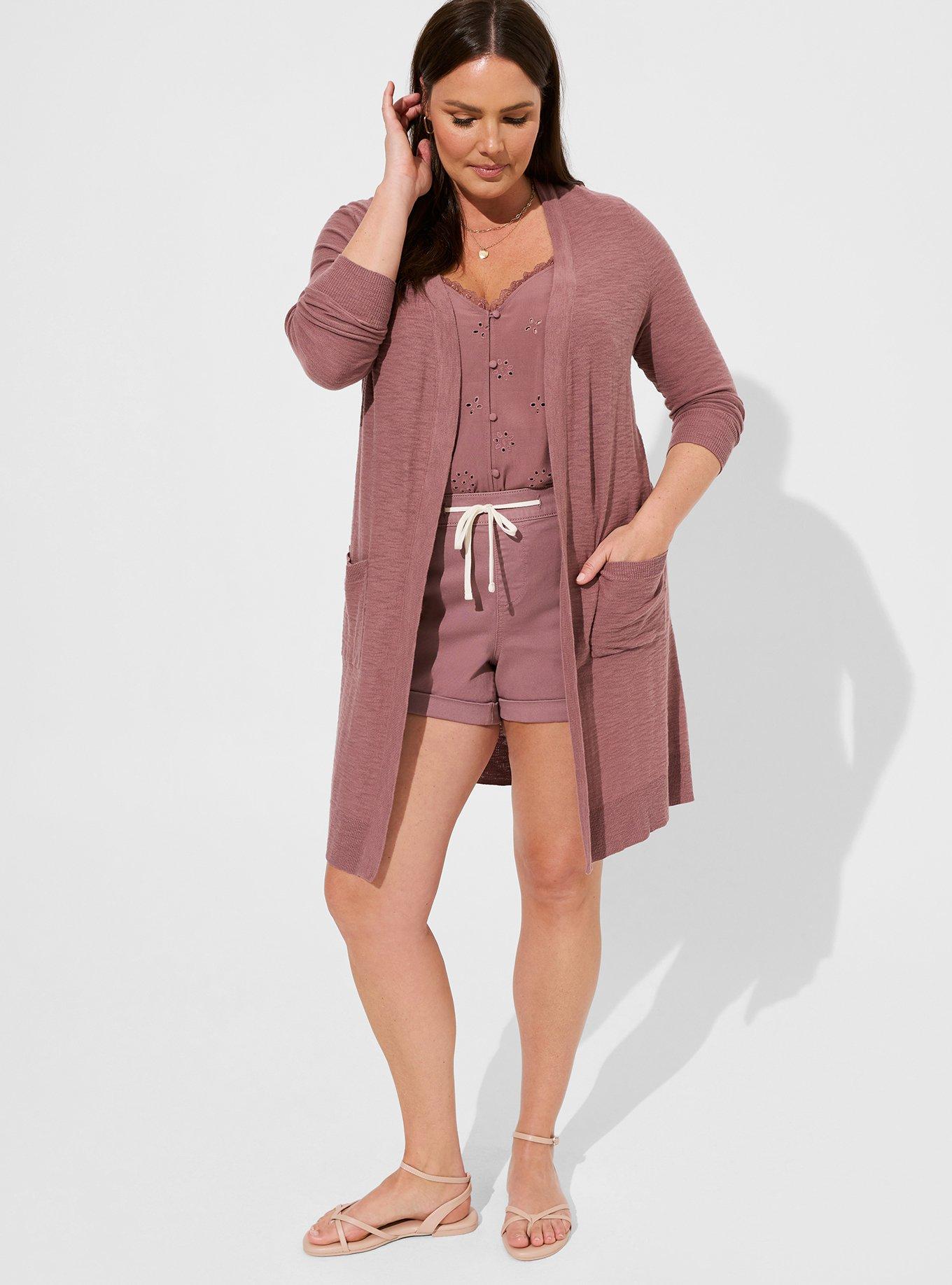 Slub Open Front Duster Sweater, ROSE TAUPE, alternate