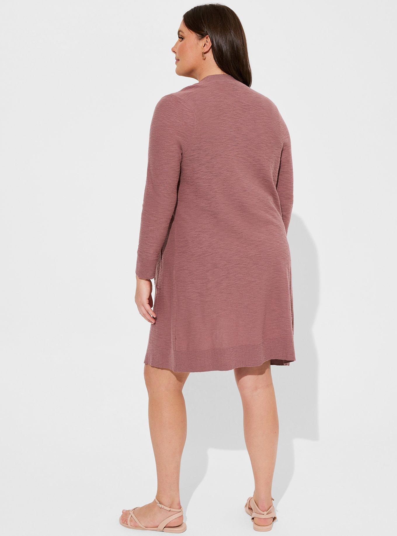 Slub Open Front Duster Sweater, ROSE TAUPE, alternate