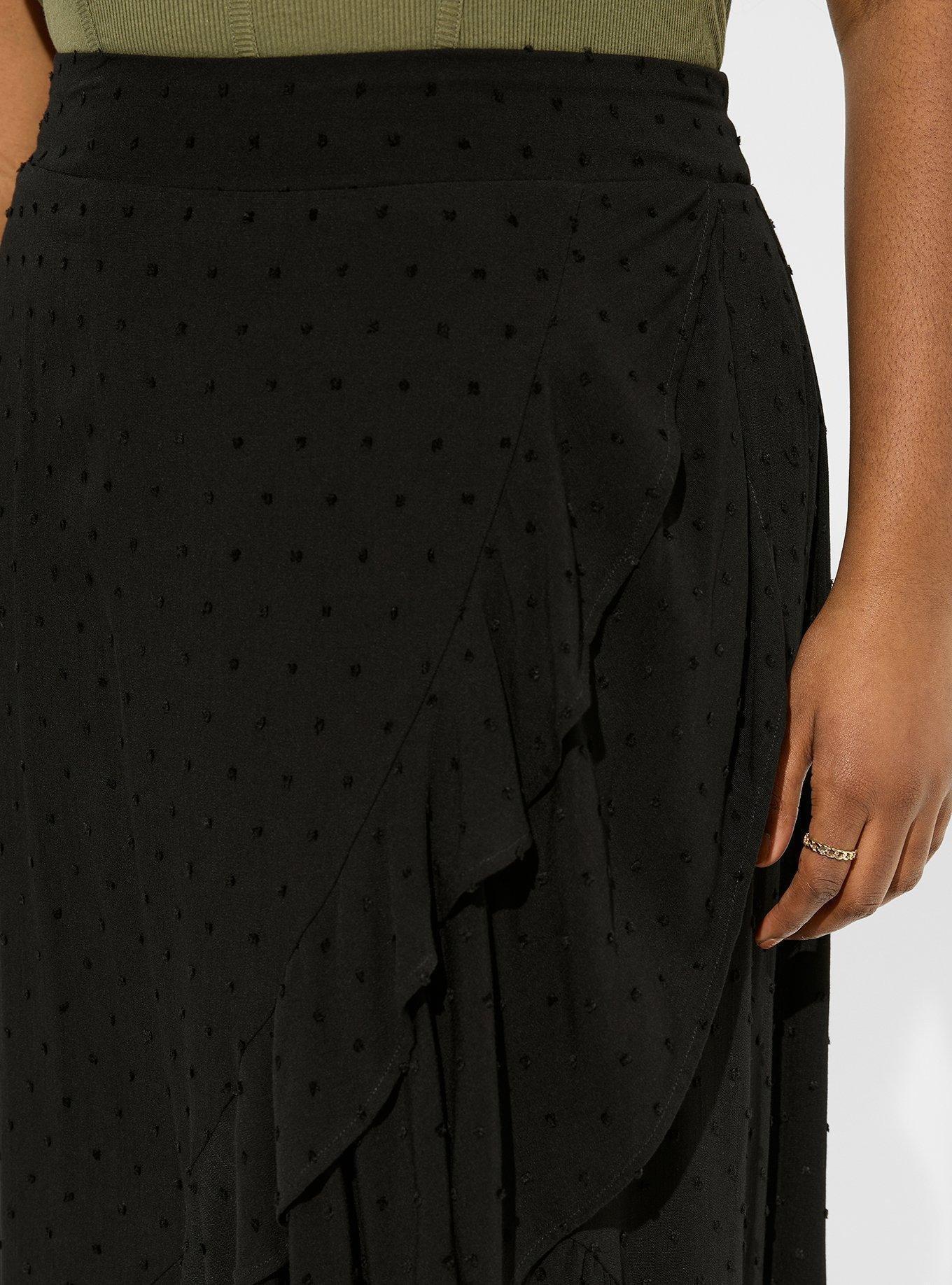Plus Size Maxi Swiss Dot Ruffle Hi Low Skirt Torrid