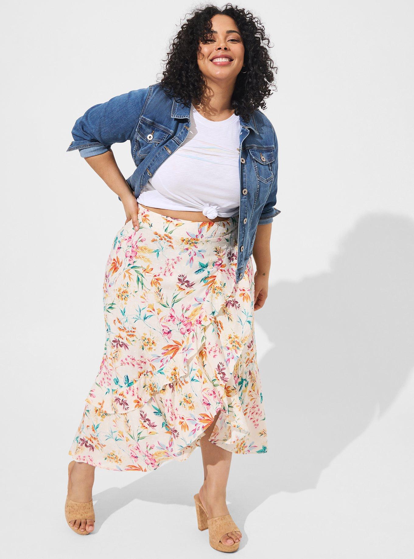 Plus Size - Maxi Swiss Dot Ruffle Hi-Low Skirt - Torrid