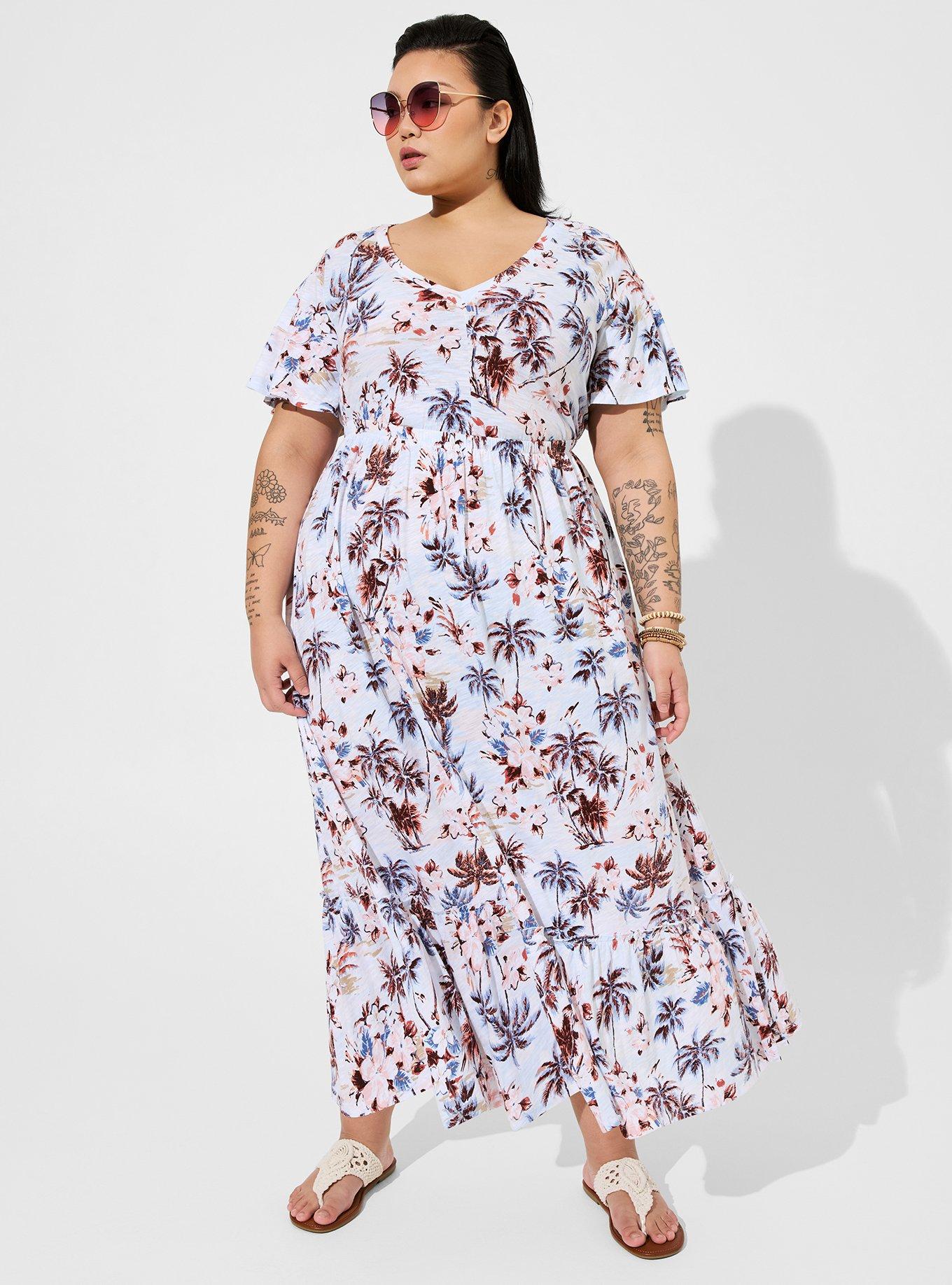 Plus Size - Maxi Cotton Slub Babydoll Beach Dress - Torrid