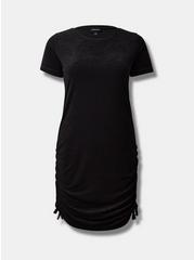 Mini Terry Cloth Side Tie Beach Dress, DEEP BLACK, hi-res