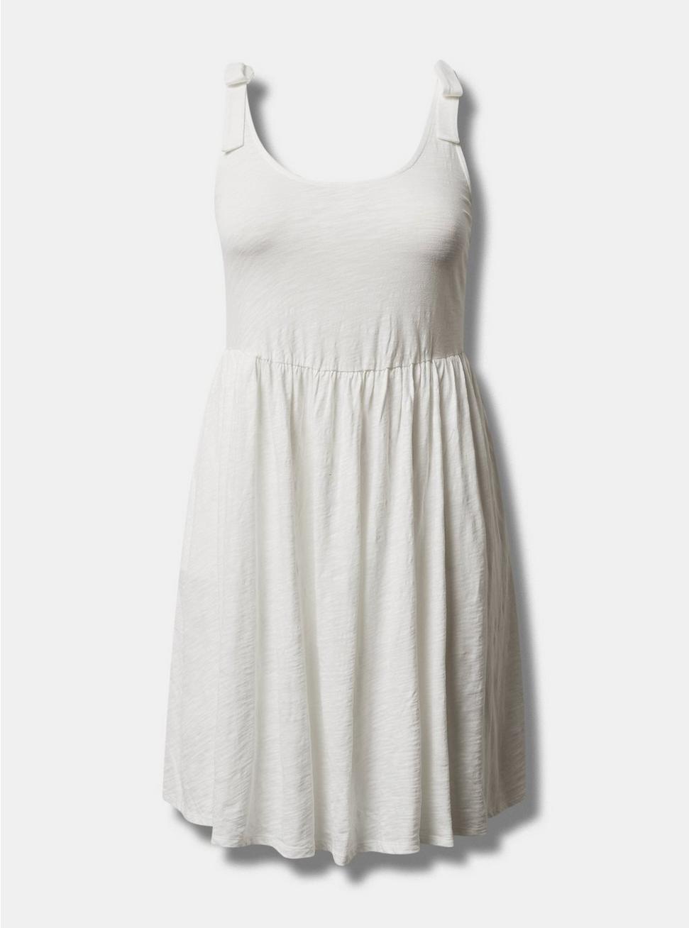 Mini Cotton Slub Tie Shoulder Beach Dress, IVORY, hi-res