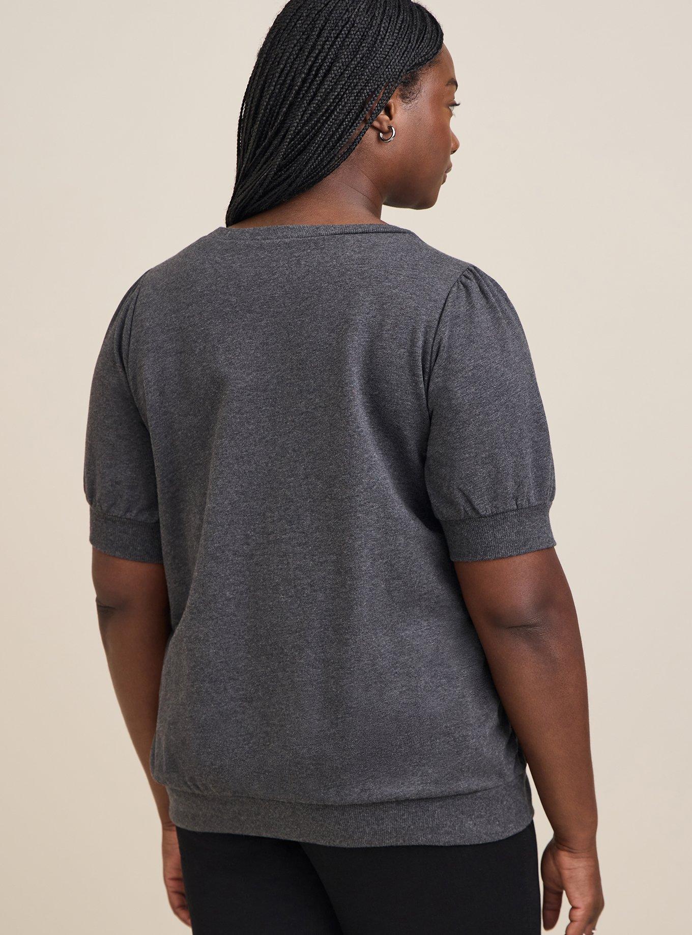 Plus Size - Everyday Fleece Crew Neck Short Sleeve Sweatshirt - Torrid