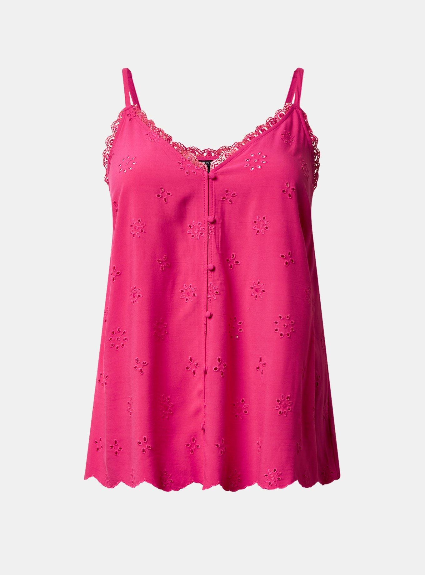 Sophie Eyelet Swing Cami, PINK PEACOCK, hi-res