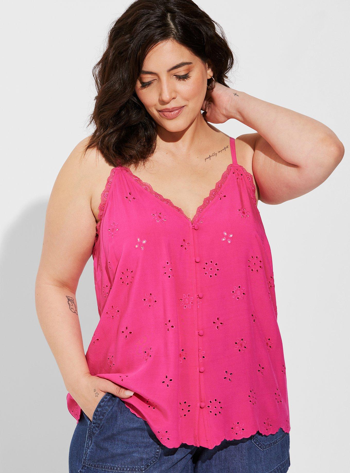 Sophie Eyelet Swing Cami, PINK PEACOCK, hi-res