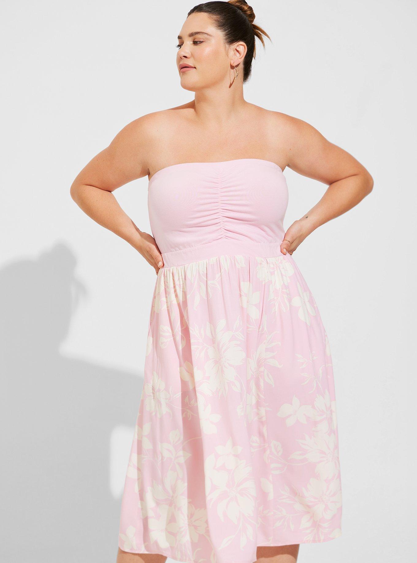 Torrid Dress Sweetheart Fit & Flare Ribbed Midi Short Sleeve