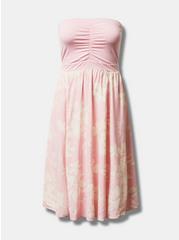 Plus Size Midi Jersey Challis Sweetheart Tube Dress, EMMA FLORAL, hi-res
