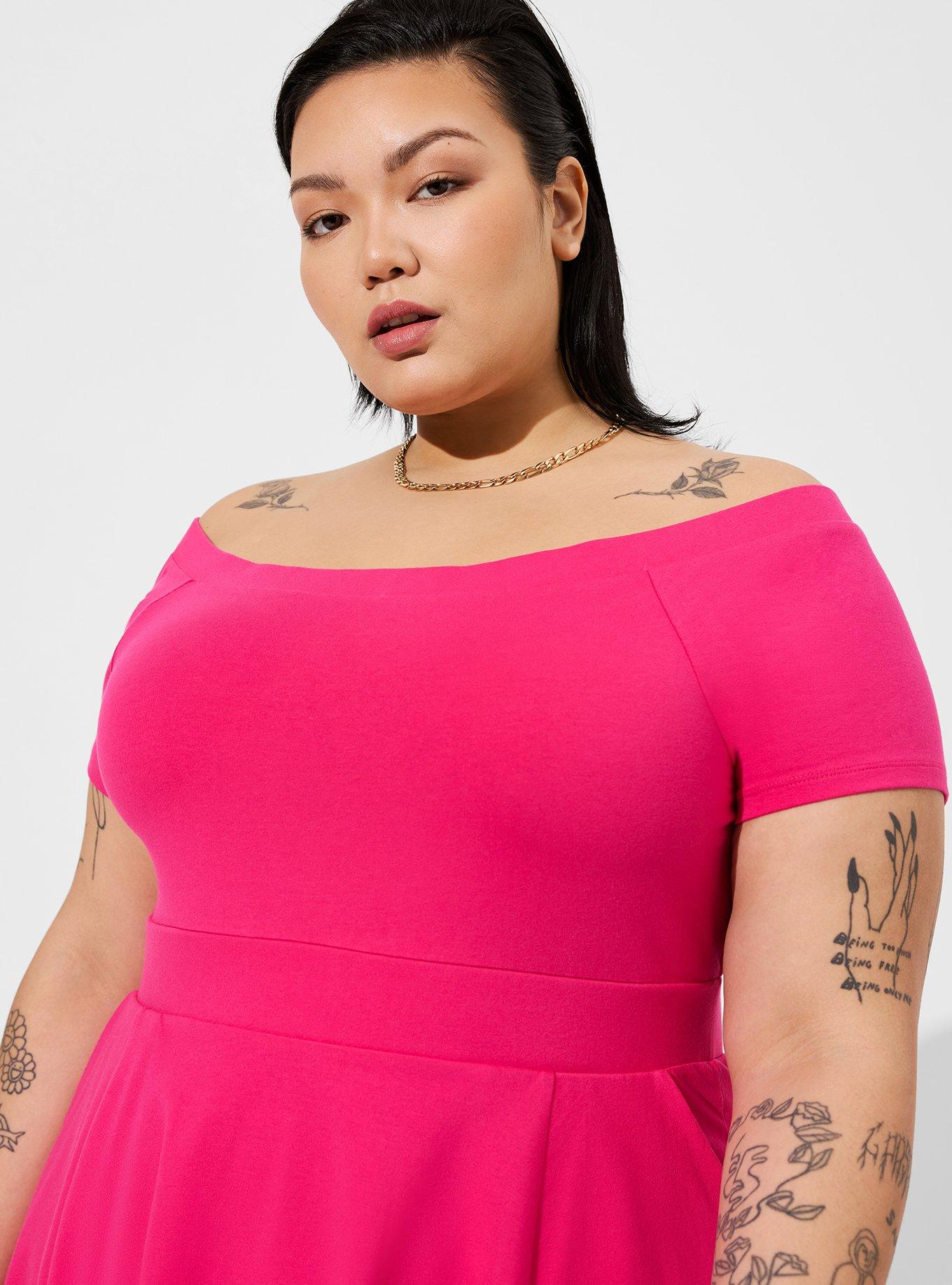 Pink skater hotsell dress plus size