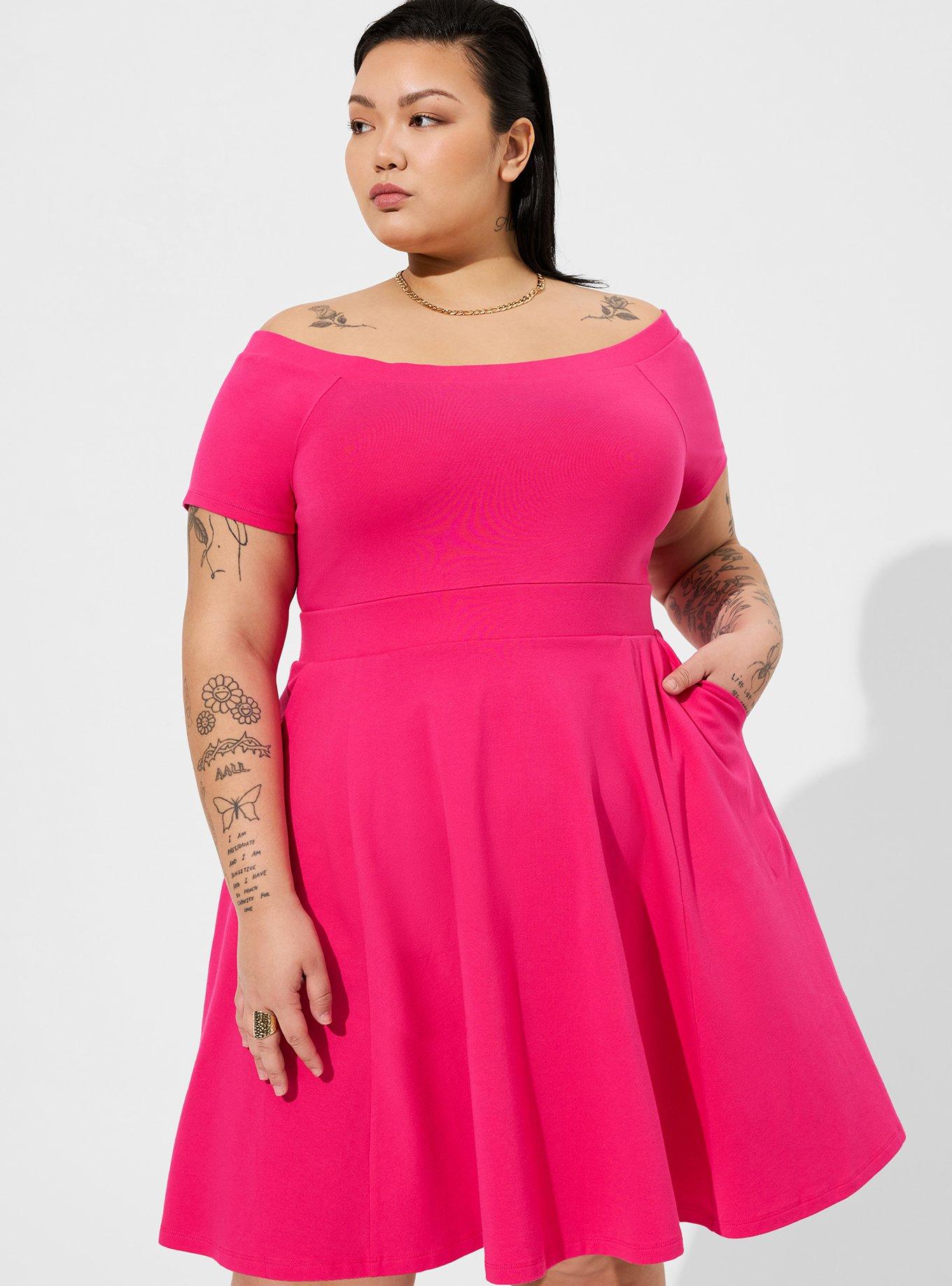 Pink skater best sale dress plus size