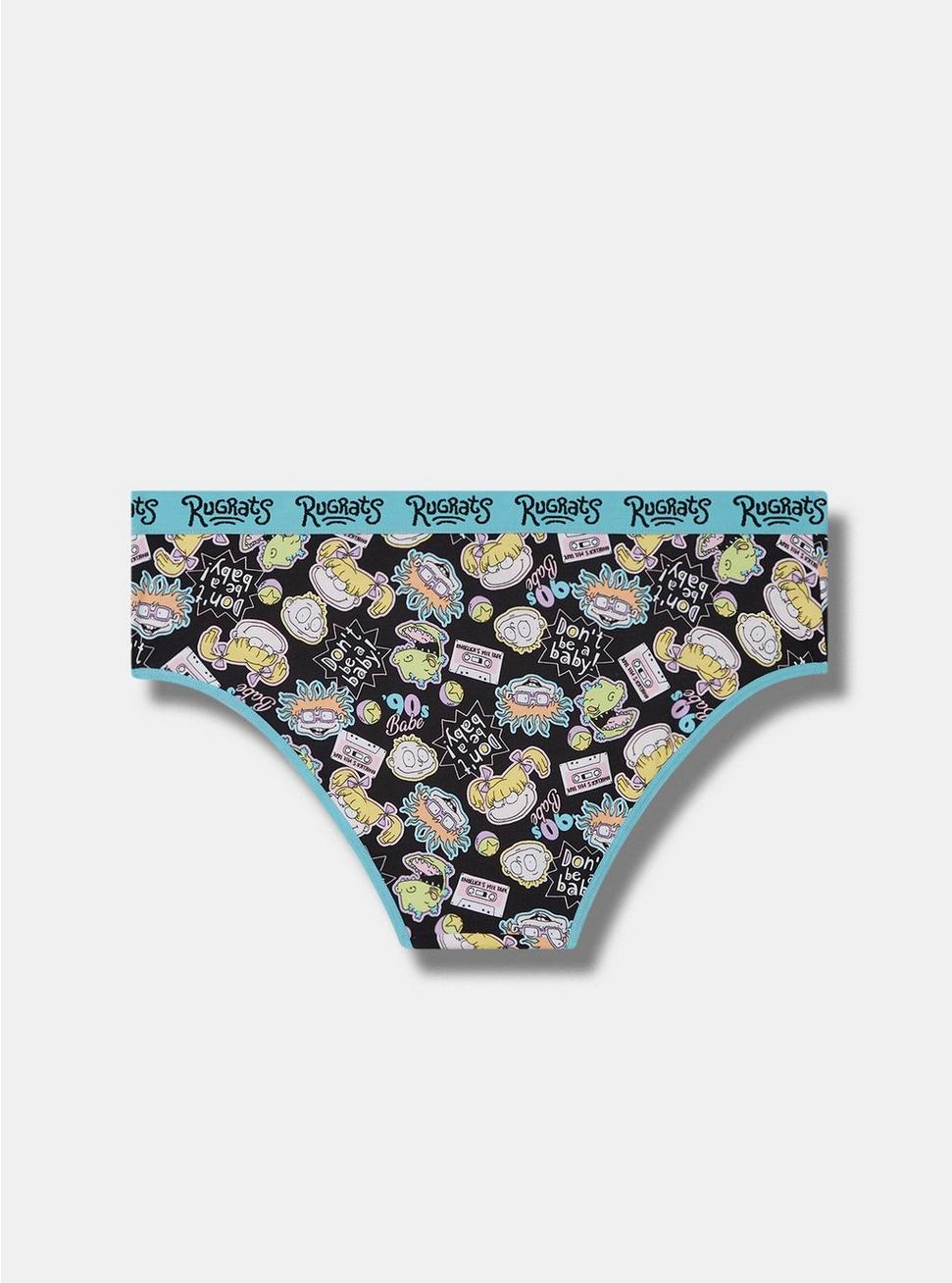 Plus Size Rugrats Cotton Mid Rise Hipster Panty, BLACK MIXED PRINT, alternate