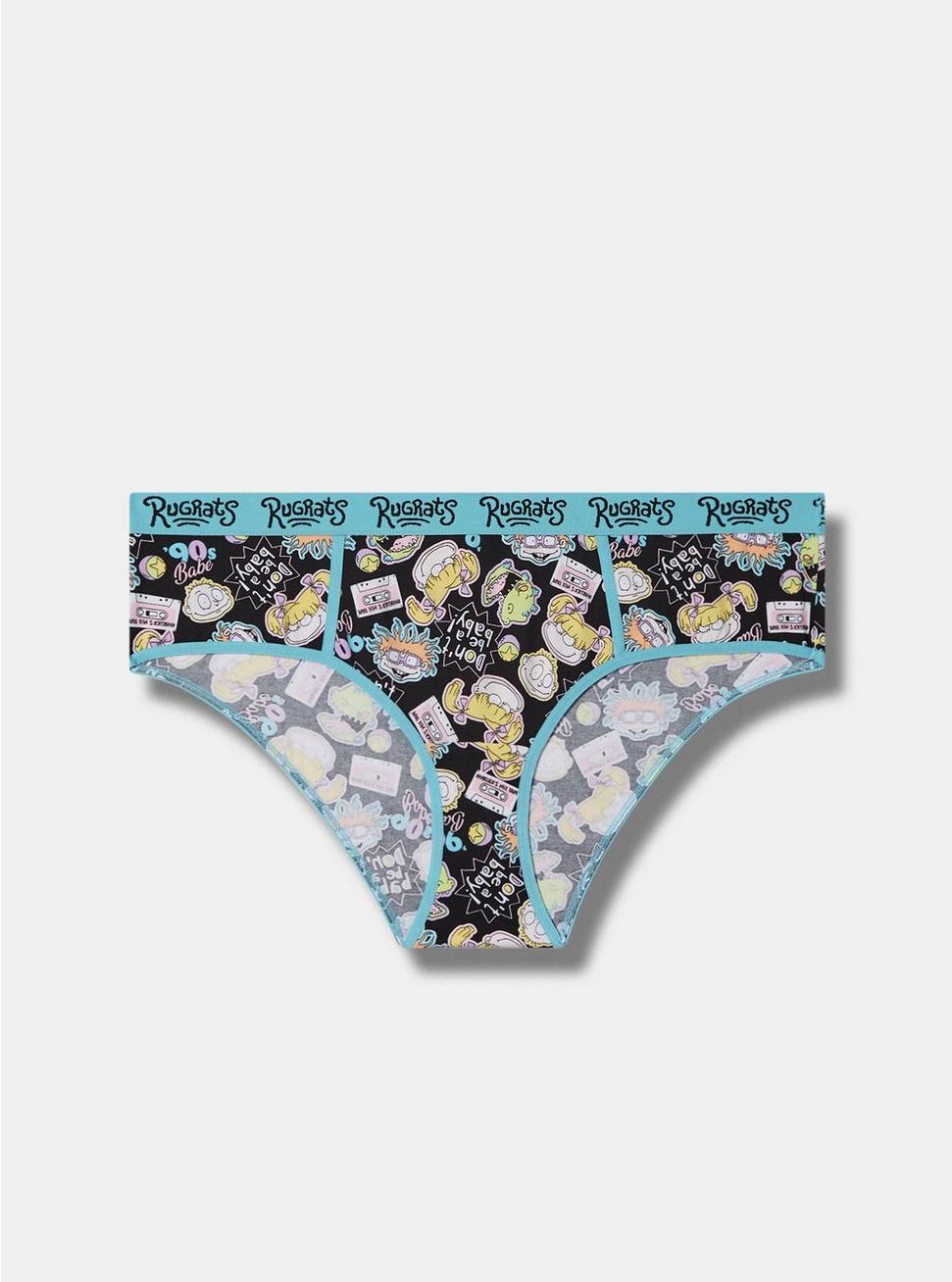 Plus Size Rugrats Cotton Mid Rise Hipster Panty, BLACK MIXED PRINT, hi-res