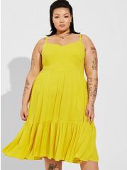 Plus Size Midi Rayon Slub Tiered Dress, SULPHUR, alternate