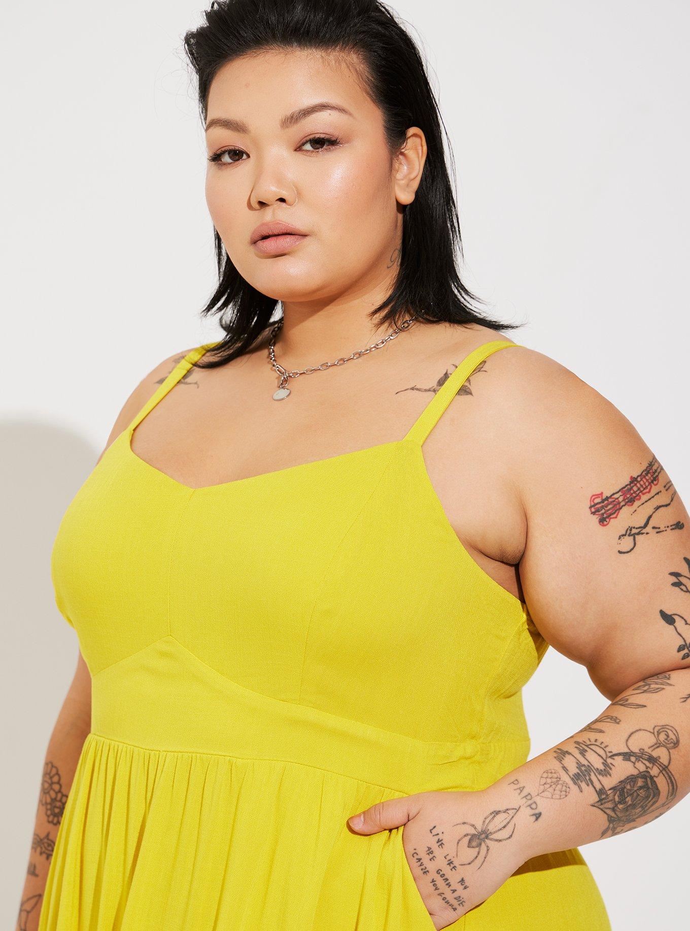 Midi Rayon Slub Tiered Dress, SULPHUR, alternate